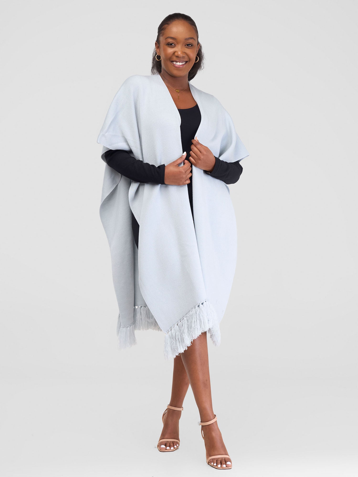 Vivo Basic Double Layered Wrap Poncho - Frost
