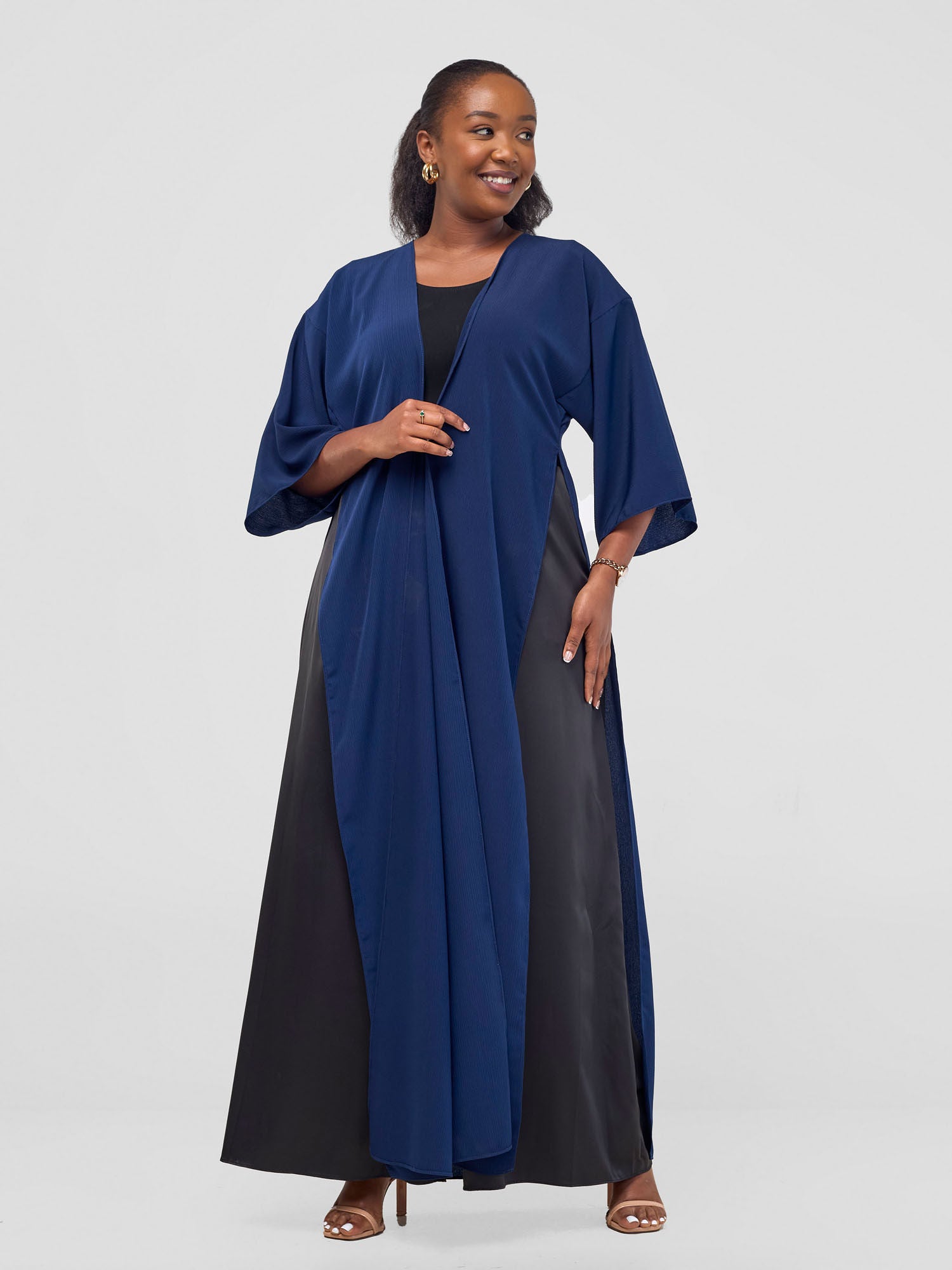 Vivo Basic Nandi High Slit Kimono - Navy