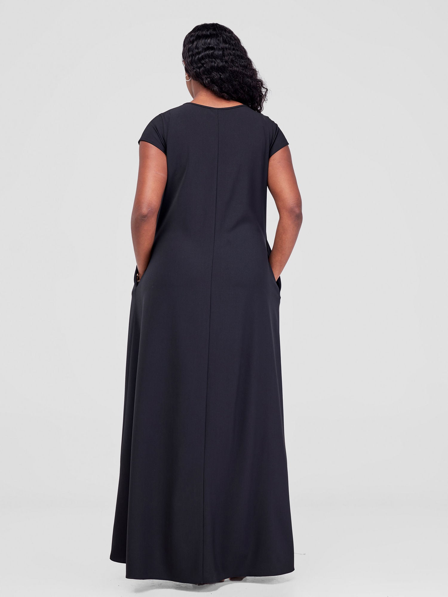 Vivo Basic Cap Sleeve Maxi Tent Dress - Black