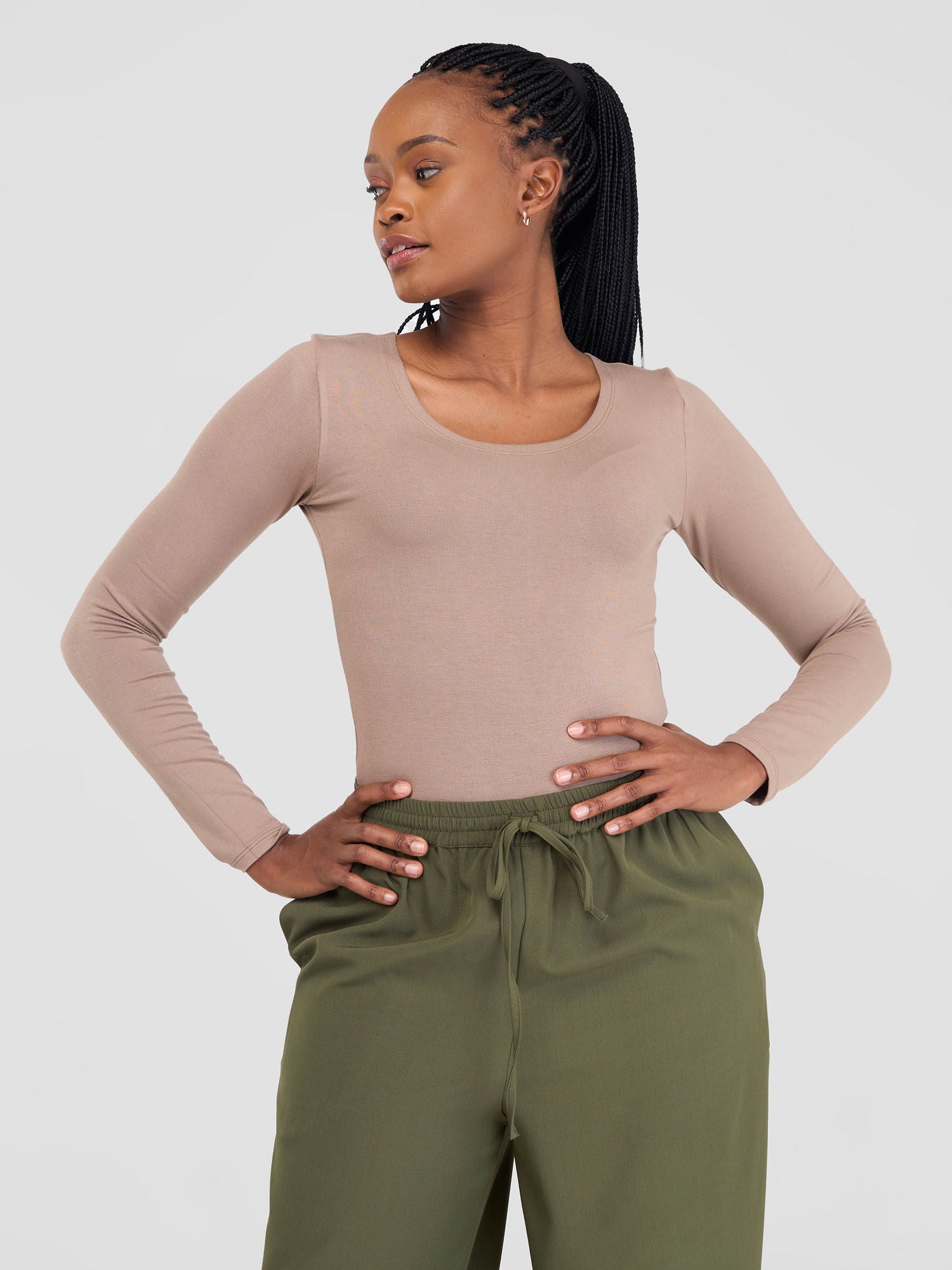 Vivo Zahari Drawstring Wide Leg Pants - Army Green