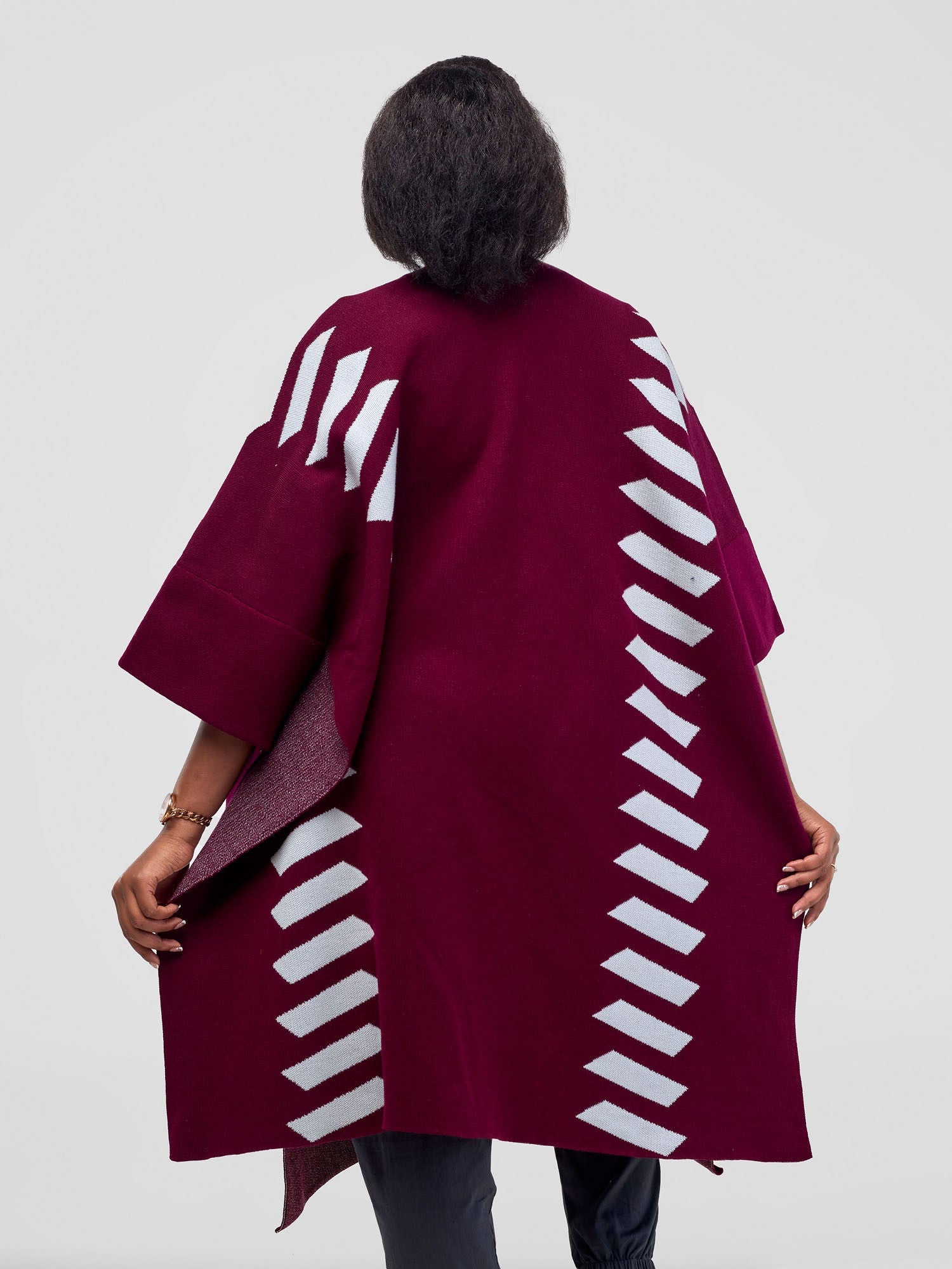 Safari Dila Poncho - Raspberry / Light Grey
