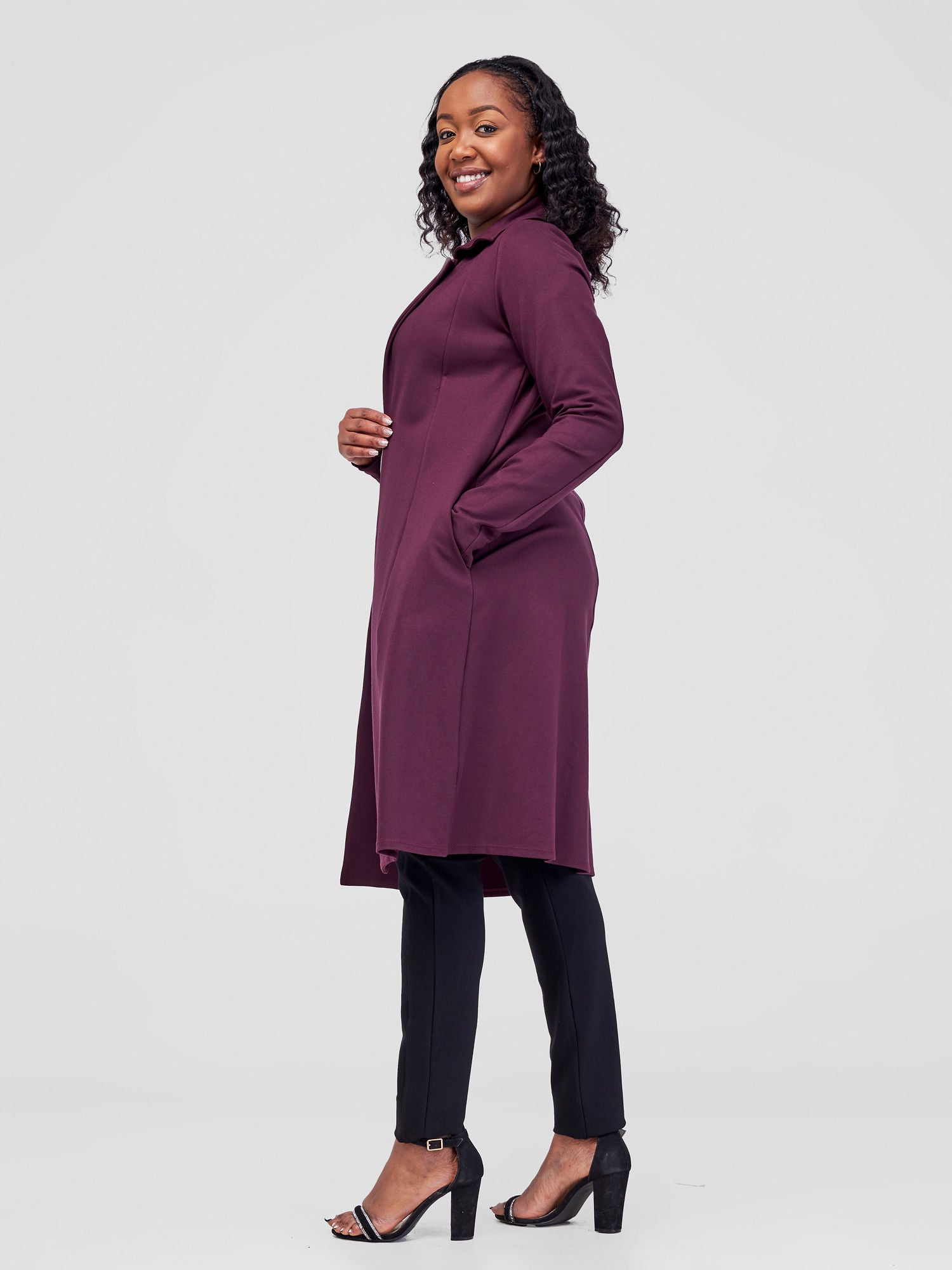 Vivo Basic Trench Coat - Burgundy
