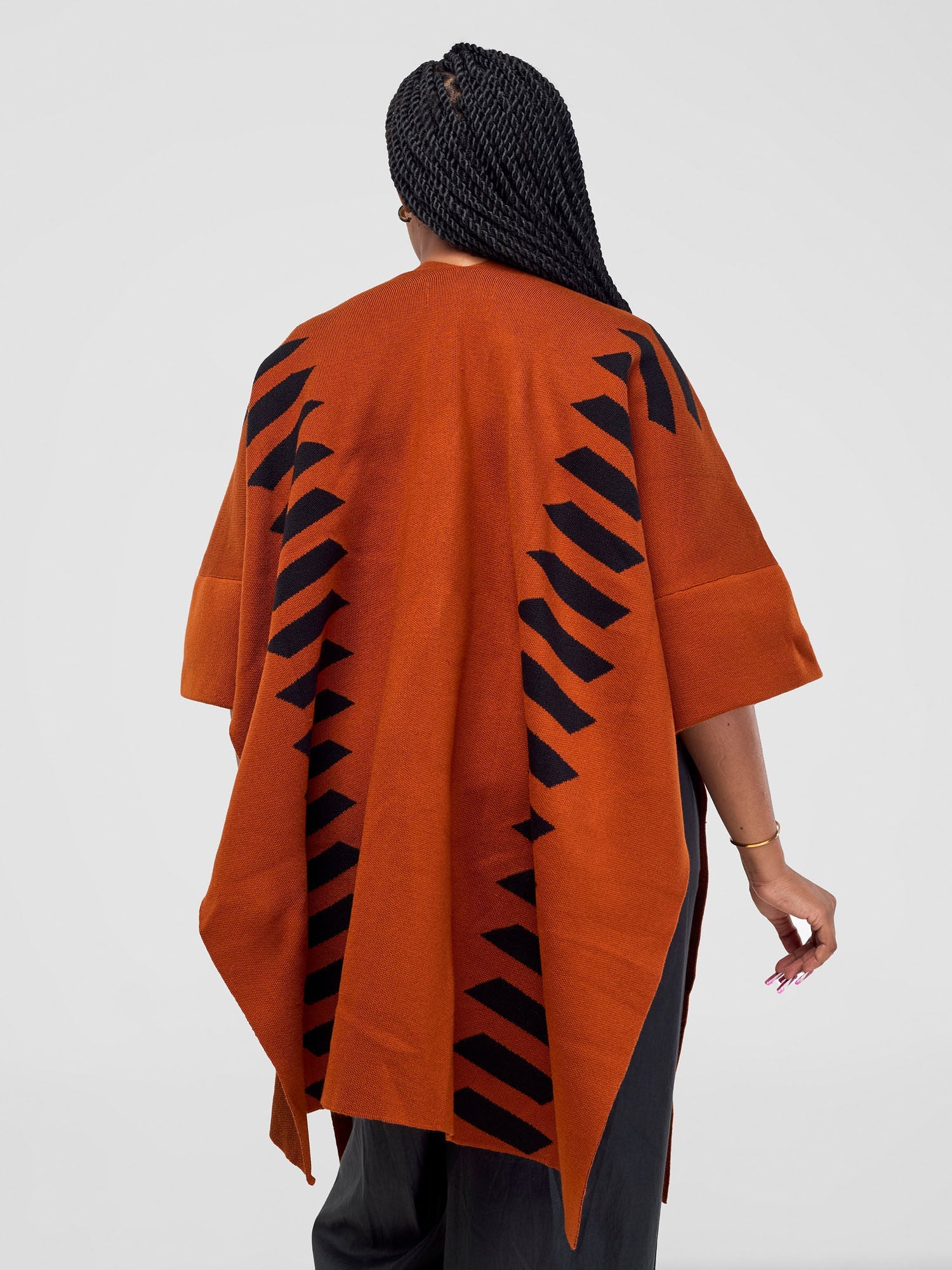 Safari Dila Poncho - Rust / Black