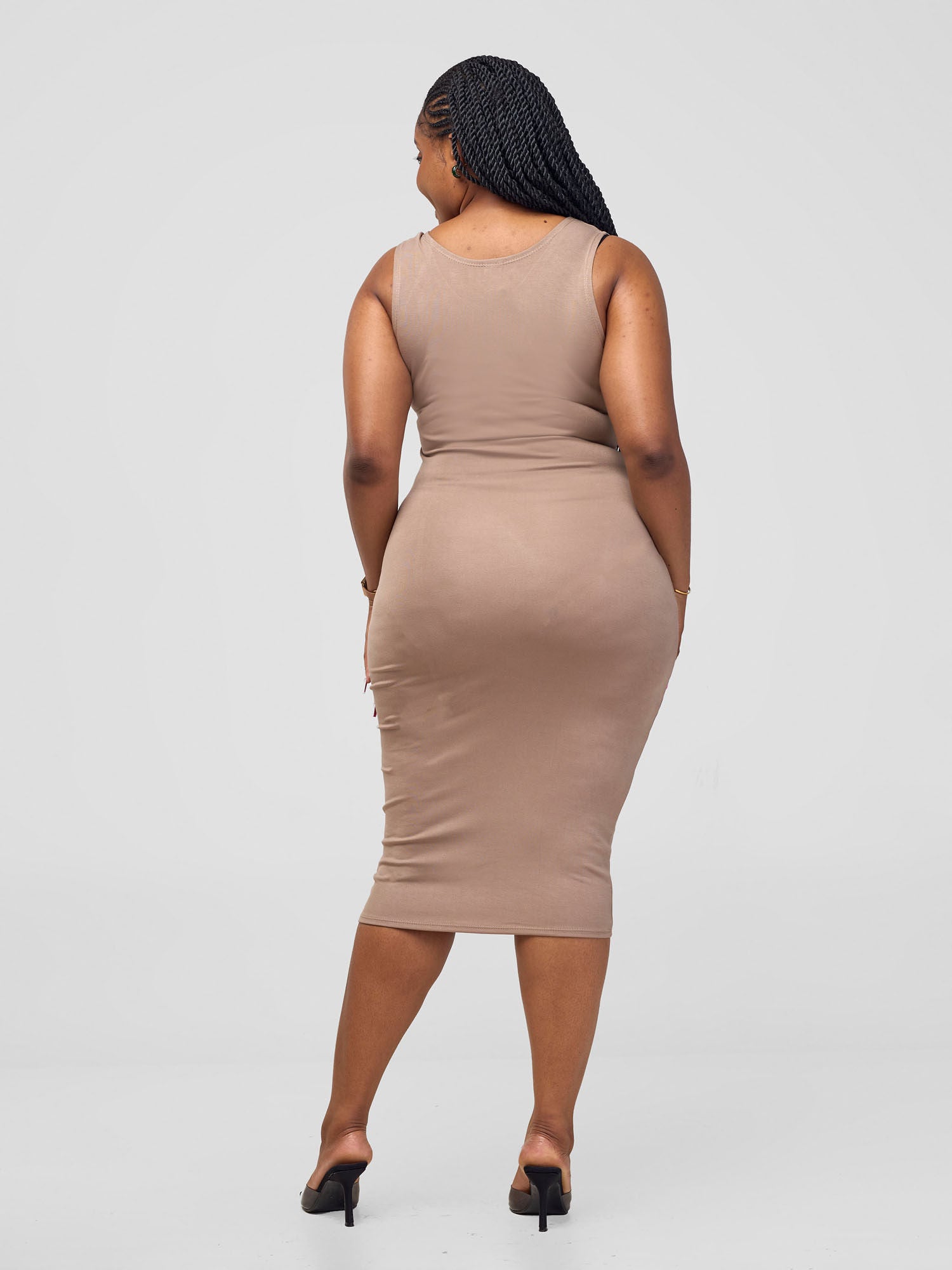 Vivo Basic Sleeveless Leila Bodycon Dress - Light Taupe