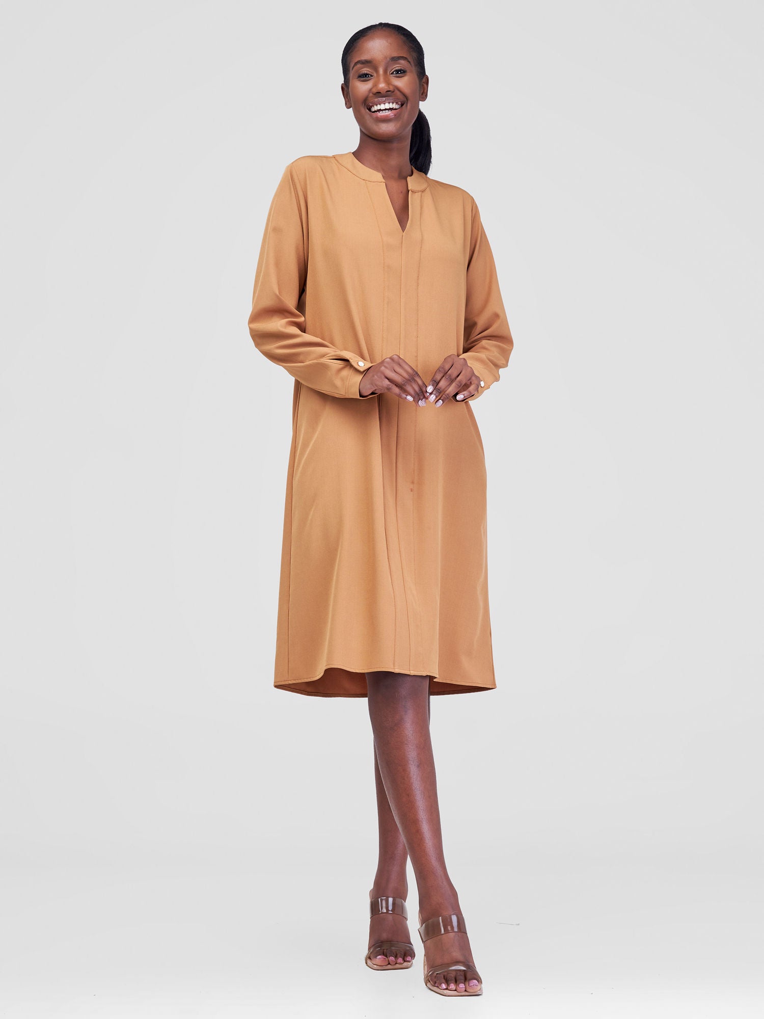 Vivo Ajani V-Neck Shift Dress - Gold