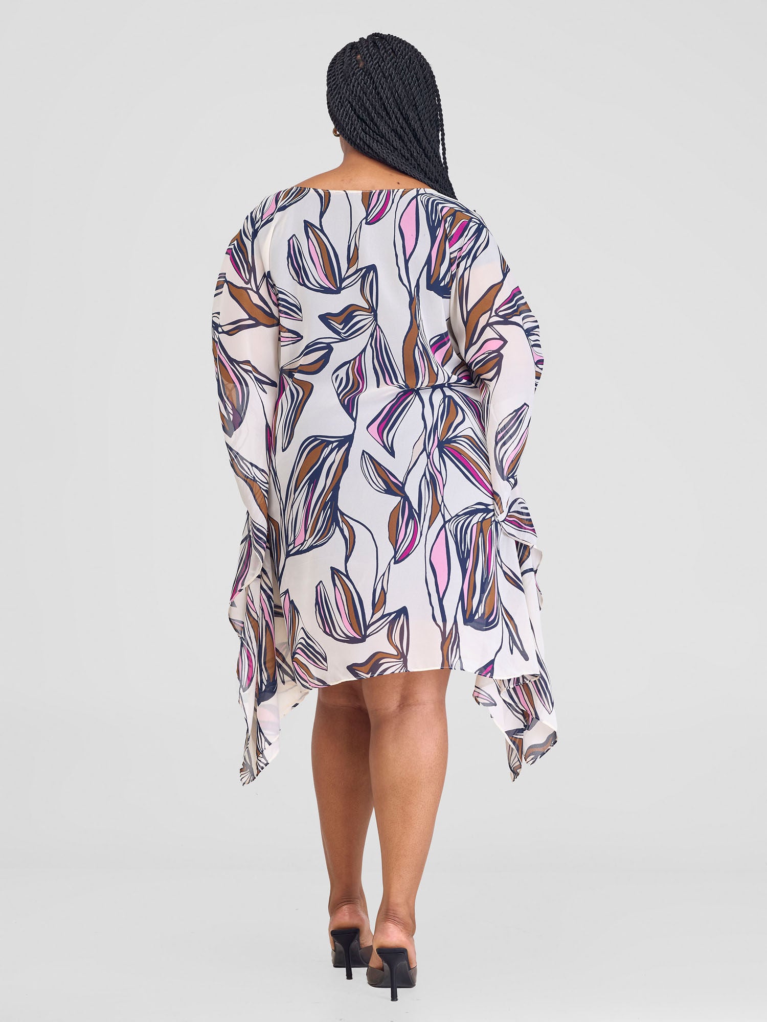 Vivo Basic Destiny Chiffon Top - Navy / Purple Print
