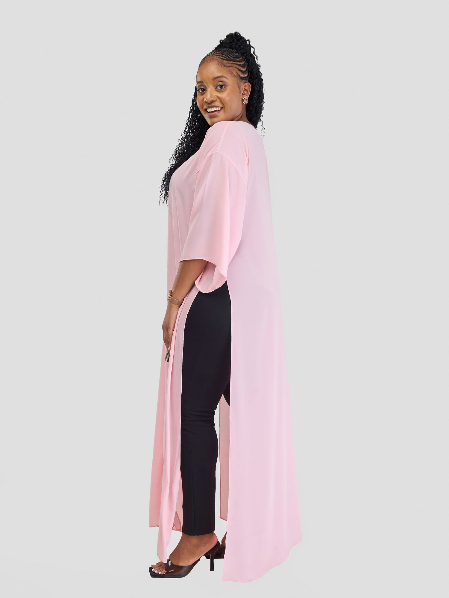 Vivo Basic Nandi High Slit Kimono - Light Pink