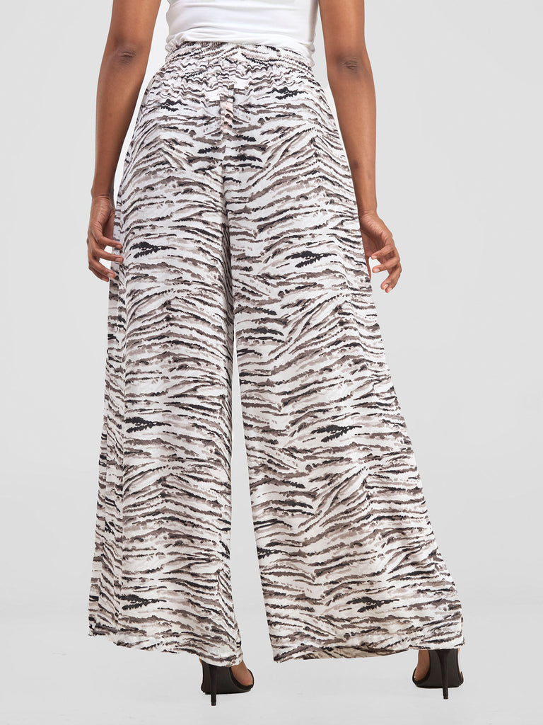 Vivo Basic Crepe Pants - Black / White Print