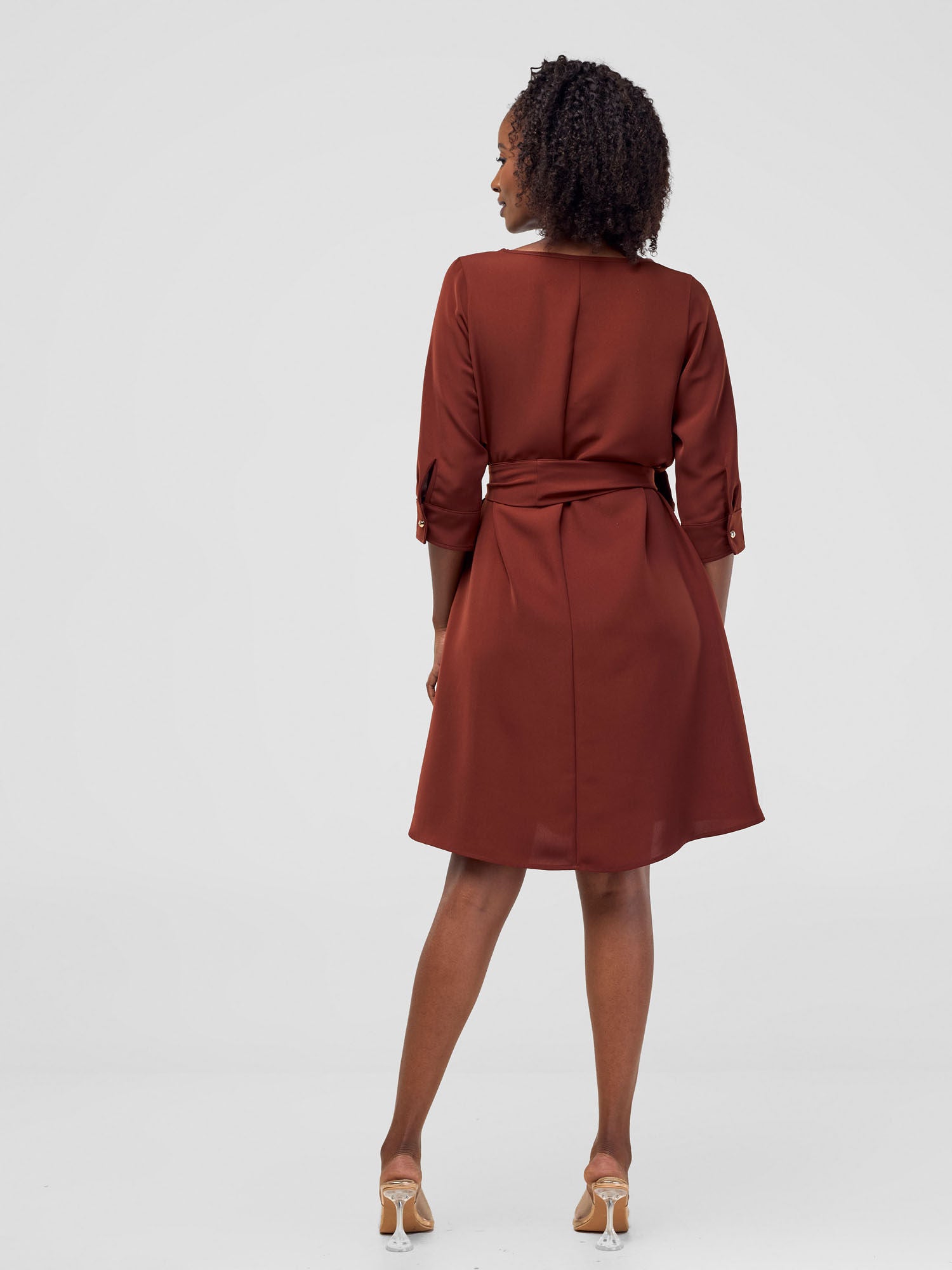 Vivo Tatili 3/4 Sleeve Tent Dress - Brown