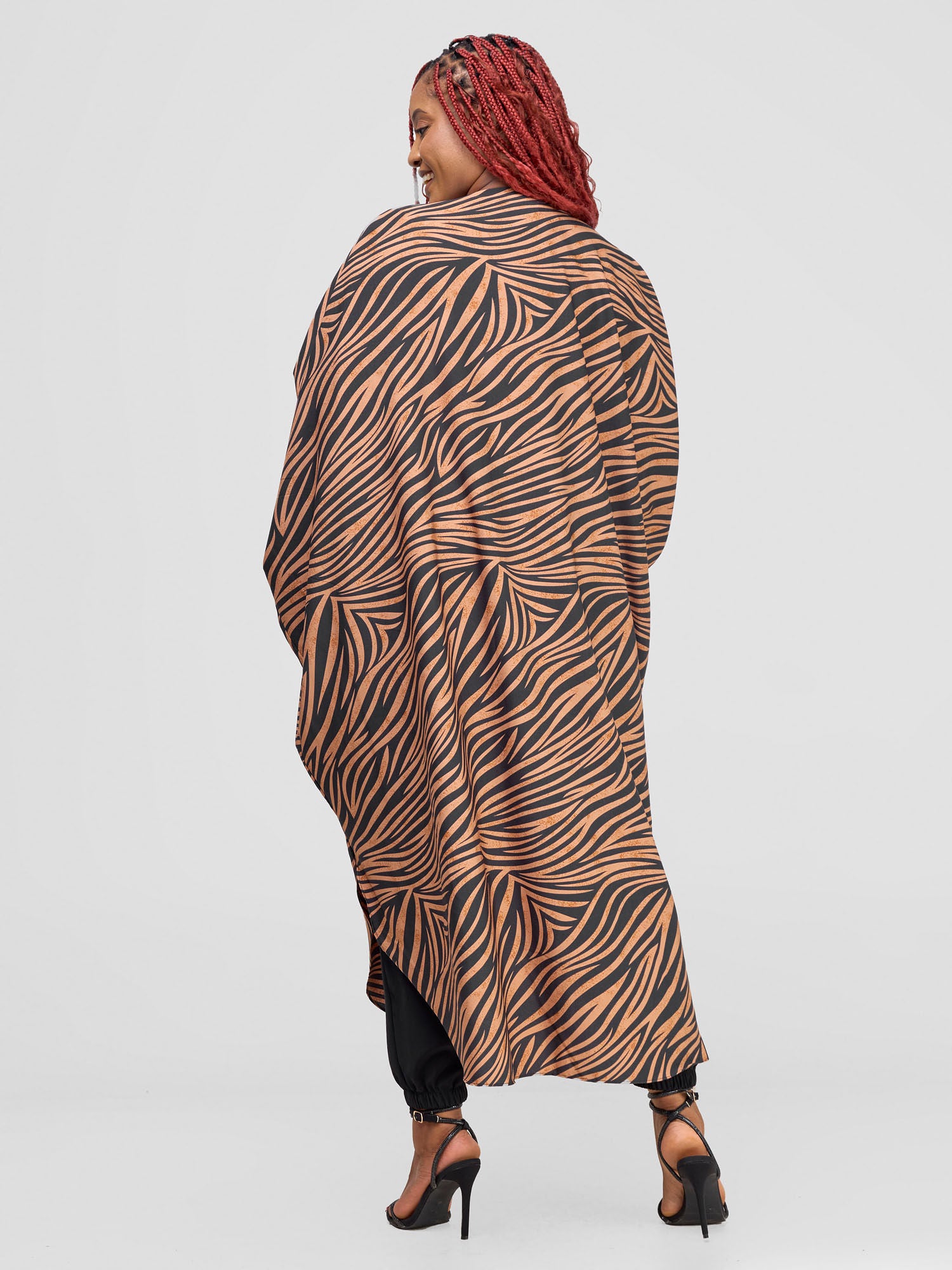 Vivo Basic Open Kaftan - Rust / Black Print