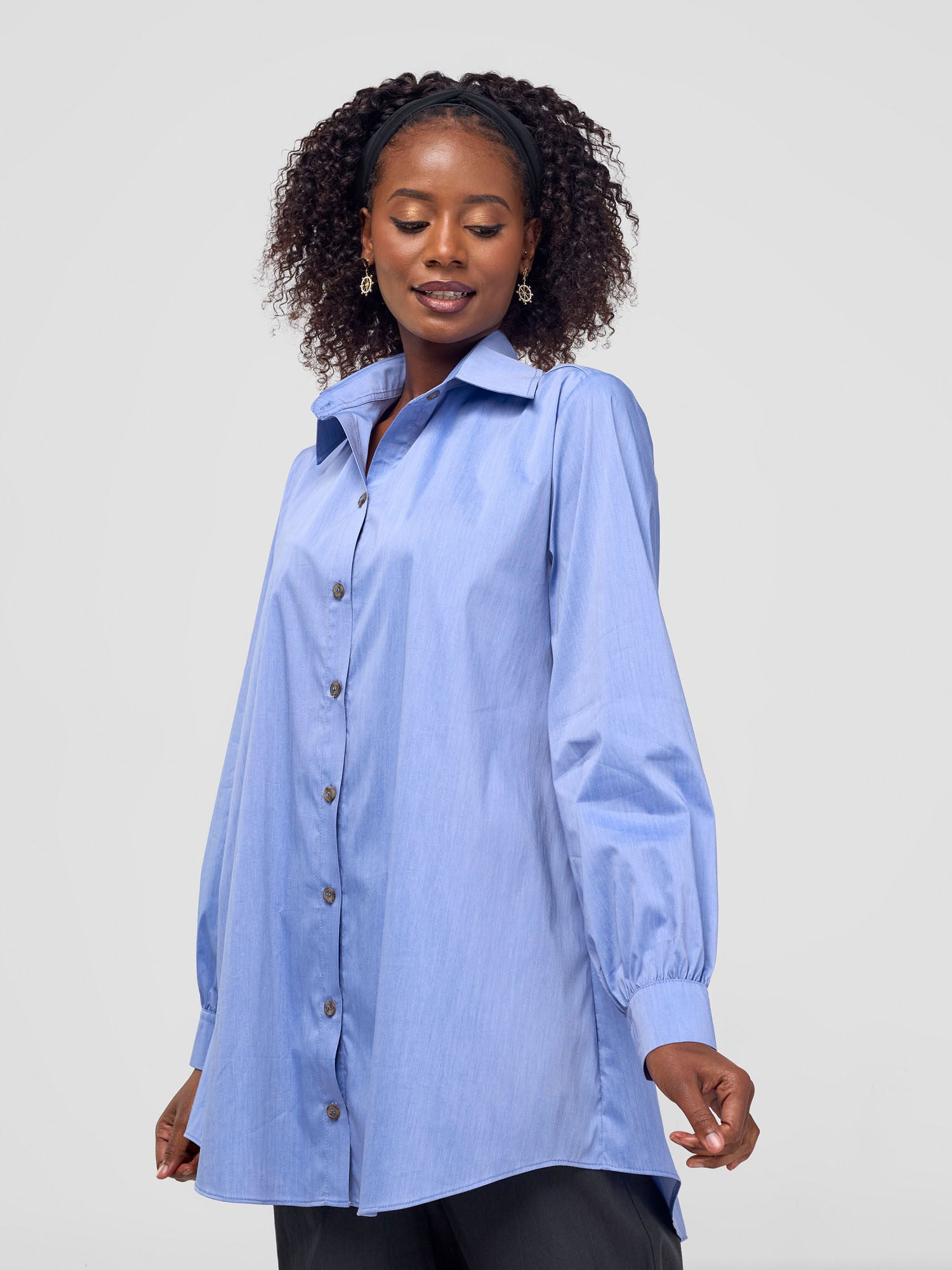 Safari Kaya Long Sleeve Collar Shirt - Light Blue