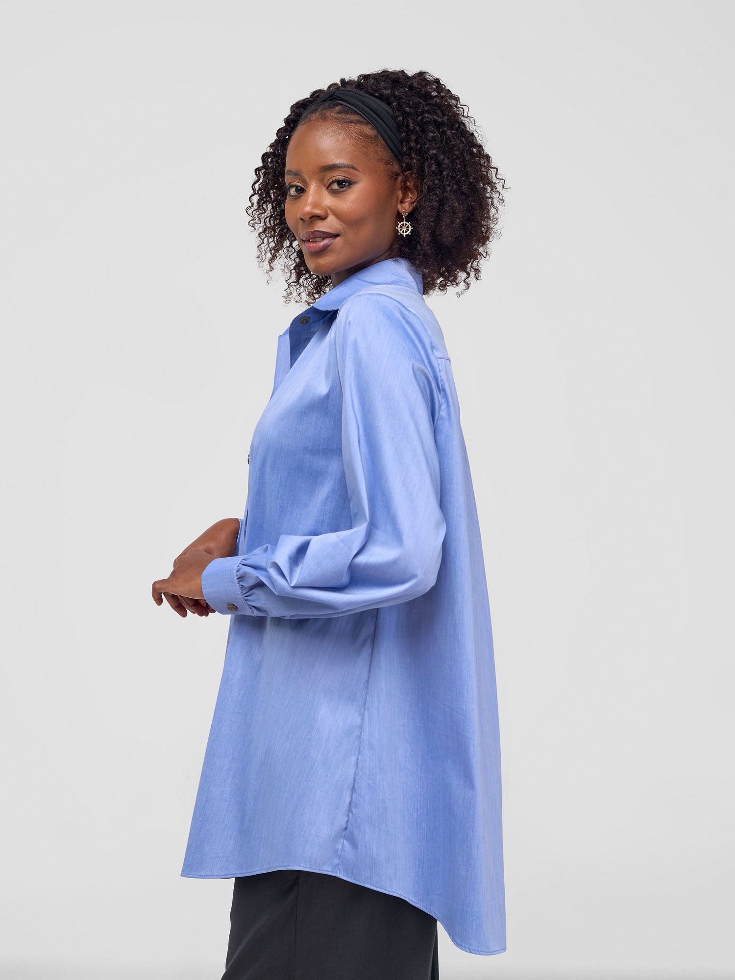 Safari Kaya Long Sleeve Collar Shirt - Light Blue