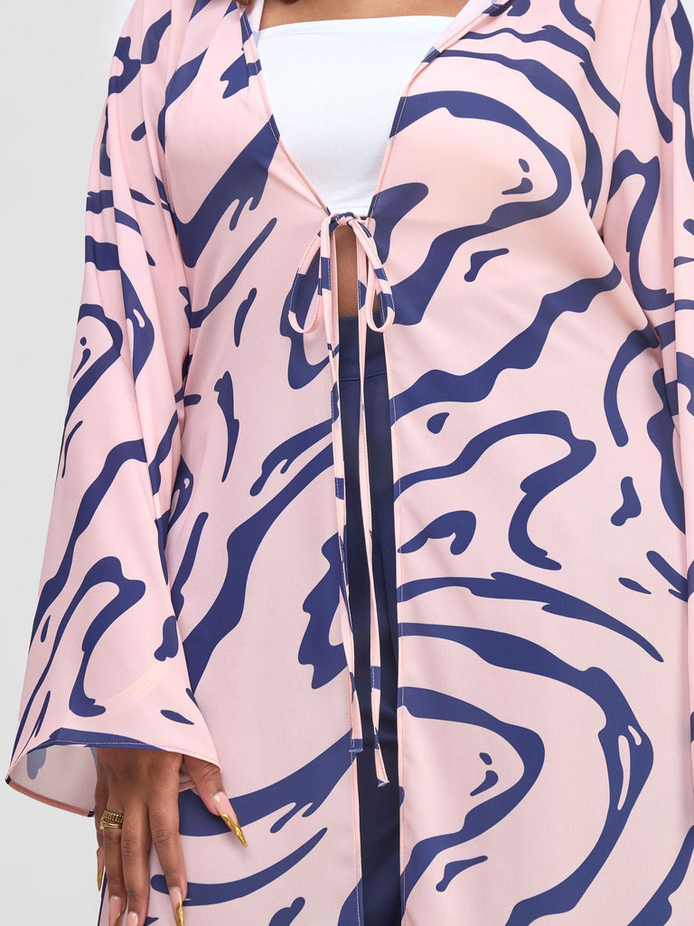 Zoya Shani Kimono - Navy / Peach Sani Print - Shopzetu