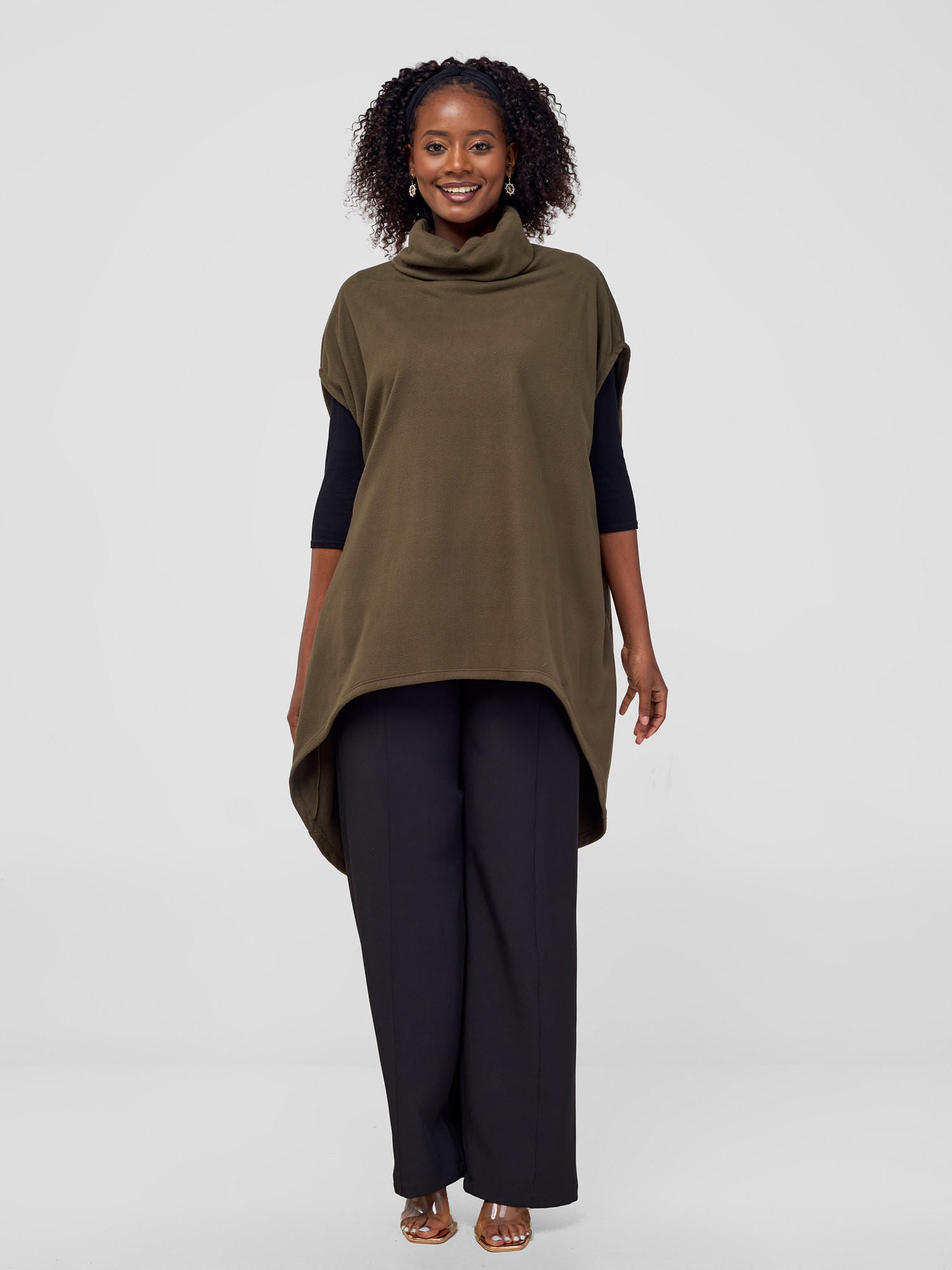 Vivo Binti High Low Poncho - Hunters Green