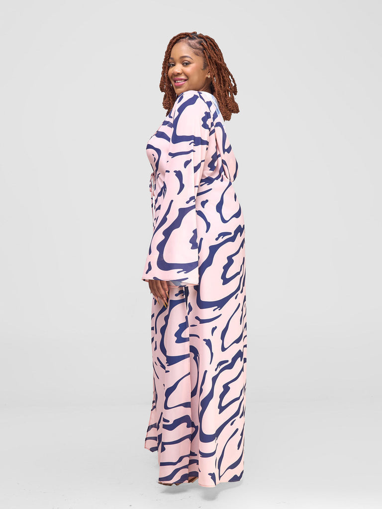 Zoya Shani Kimono - Navy / Peach Sani Print - Shopzetu
