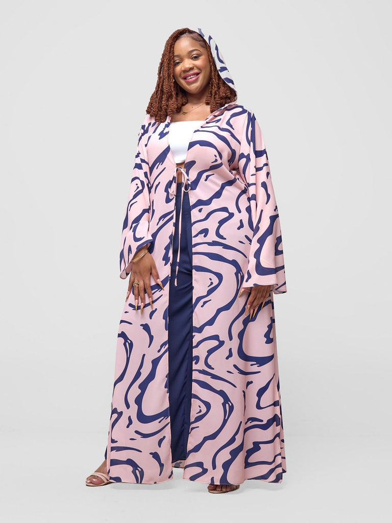 Zoya Shani Kimono - Navy / Peach Sani Print - Shopzetu