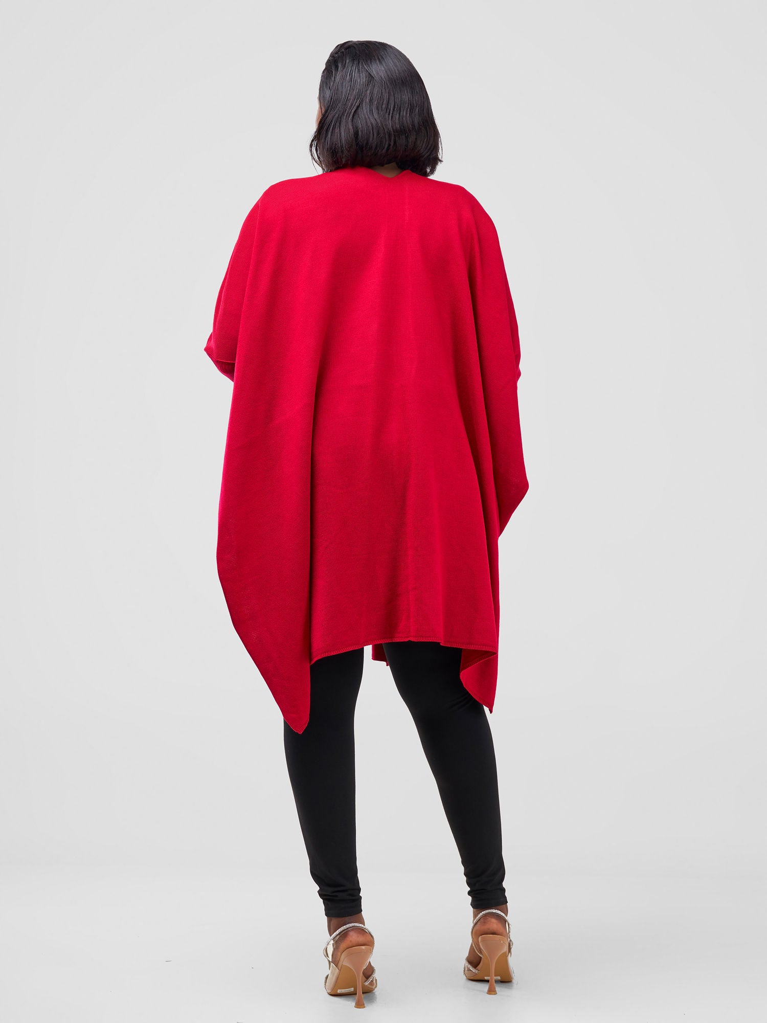 Vivo Cuffed Wrap Poncho - Dark Red
