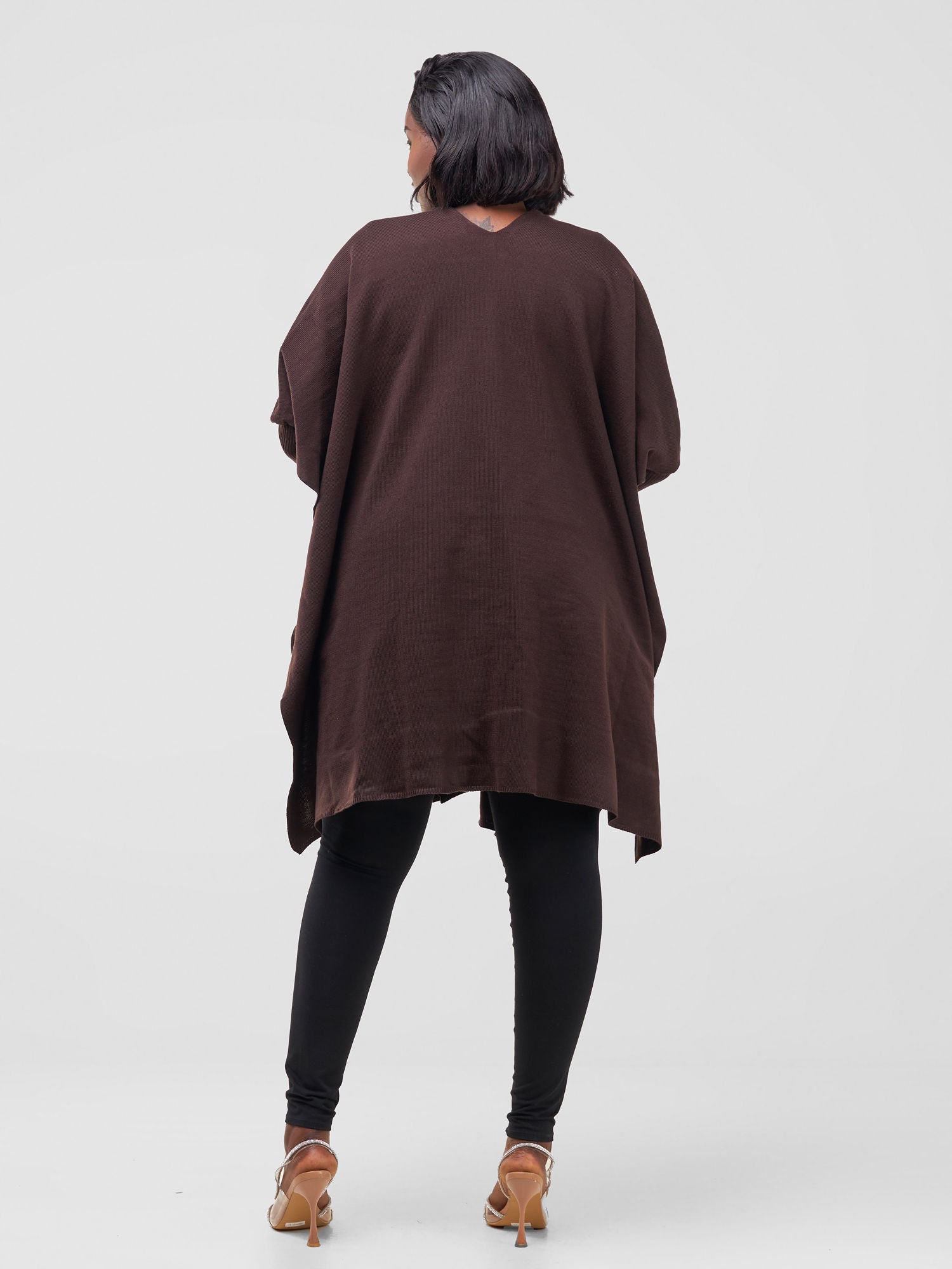 Vivo Cuffed Wrap Poncho - Dark Chocolate