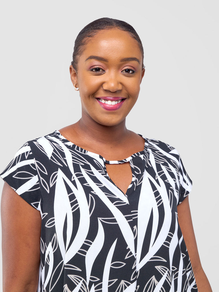 Vivo Sakari Cap Sleeve Maxi Dress - Black / Grey Print