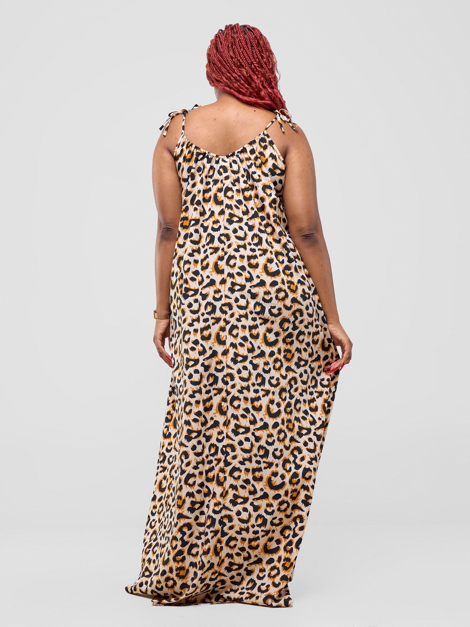 Vivo Maisha Strappy Maxi Dress - Cream / Mustard Print