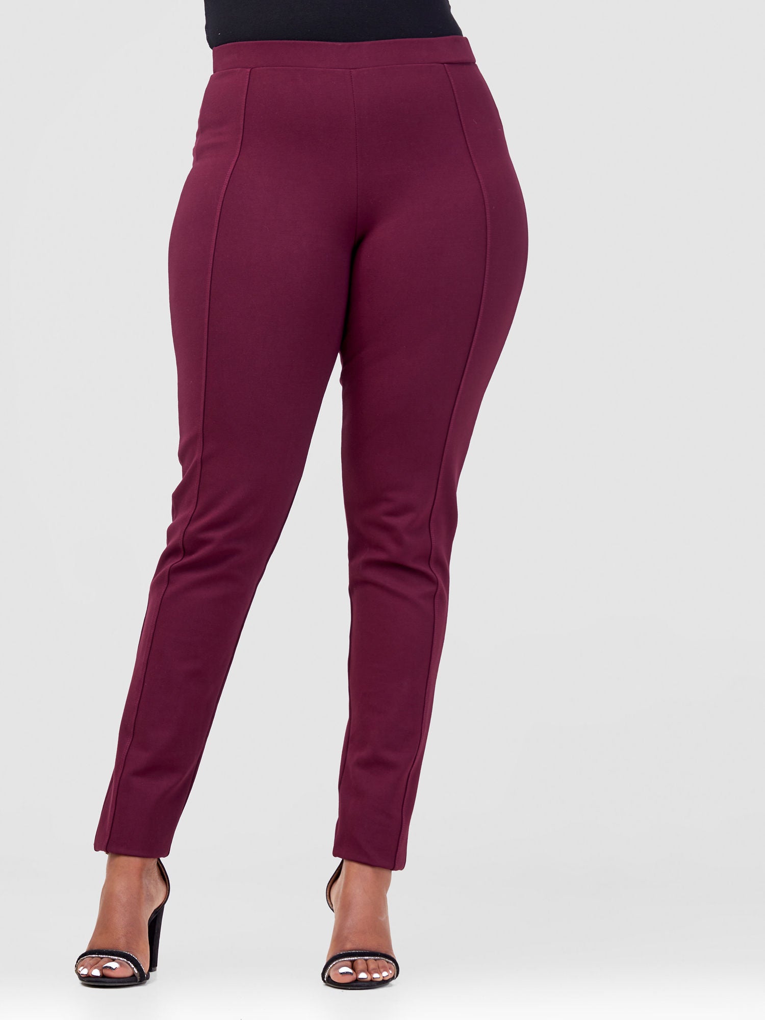 Vivo Basic Panelled Leisure Pants - Burgundy