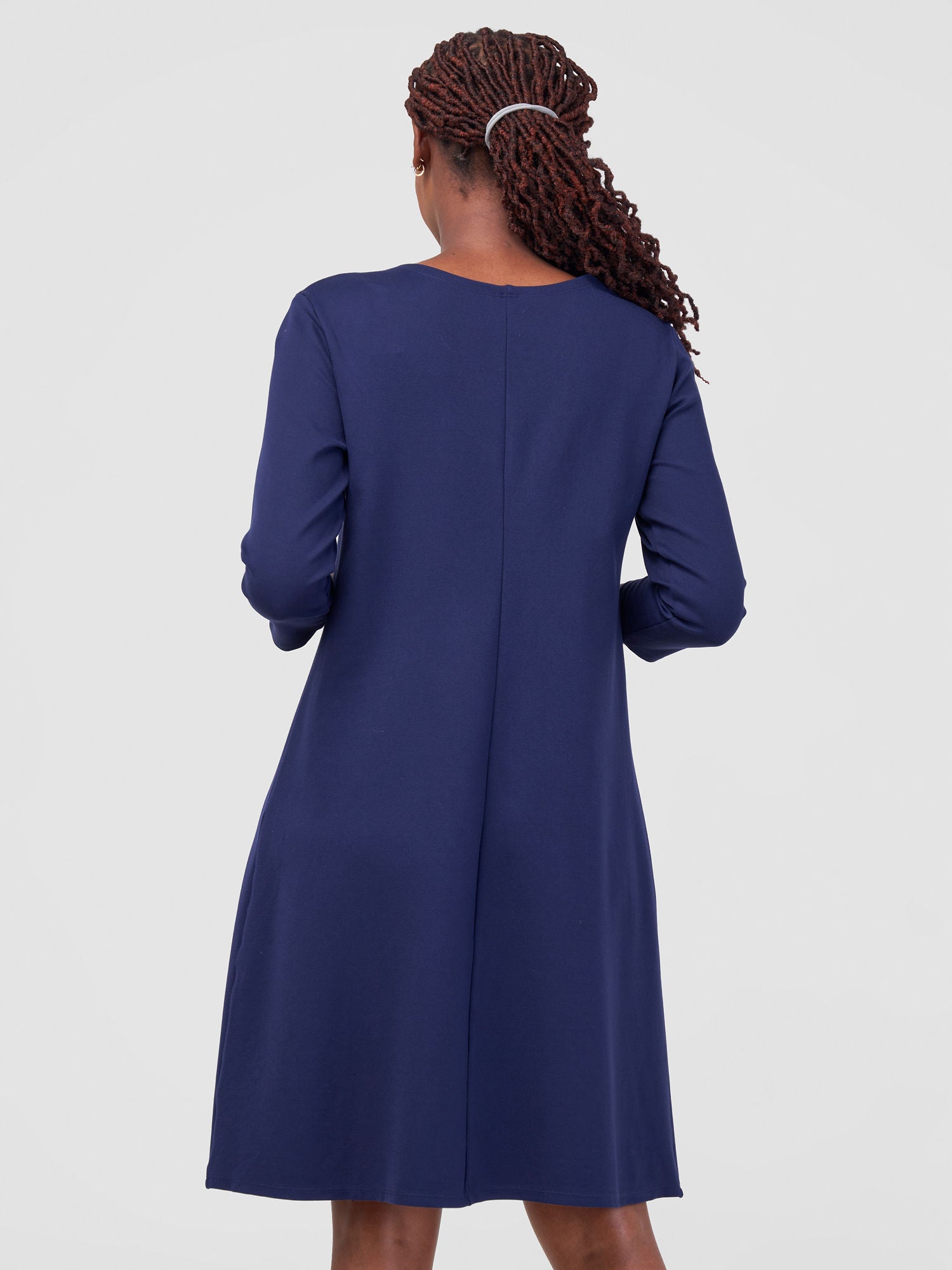 Vivo Jema 3/4 Sleeve A-Line Dress - Navy