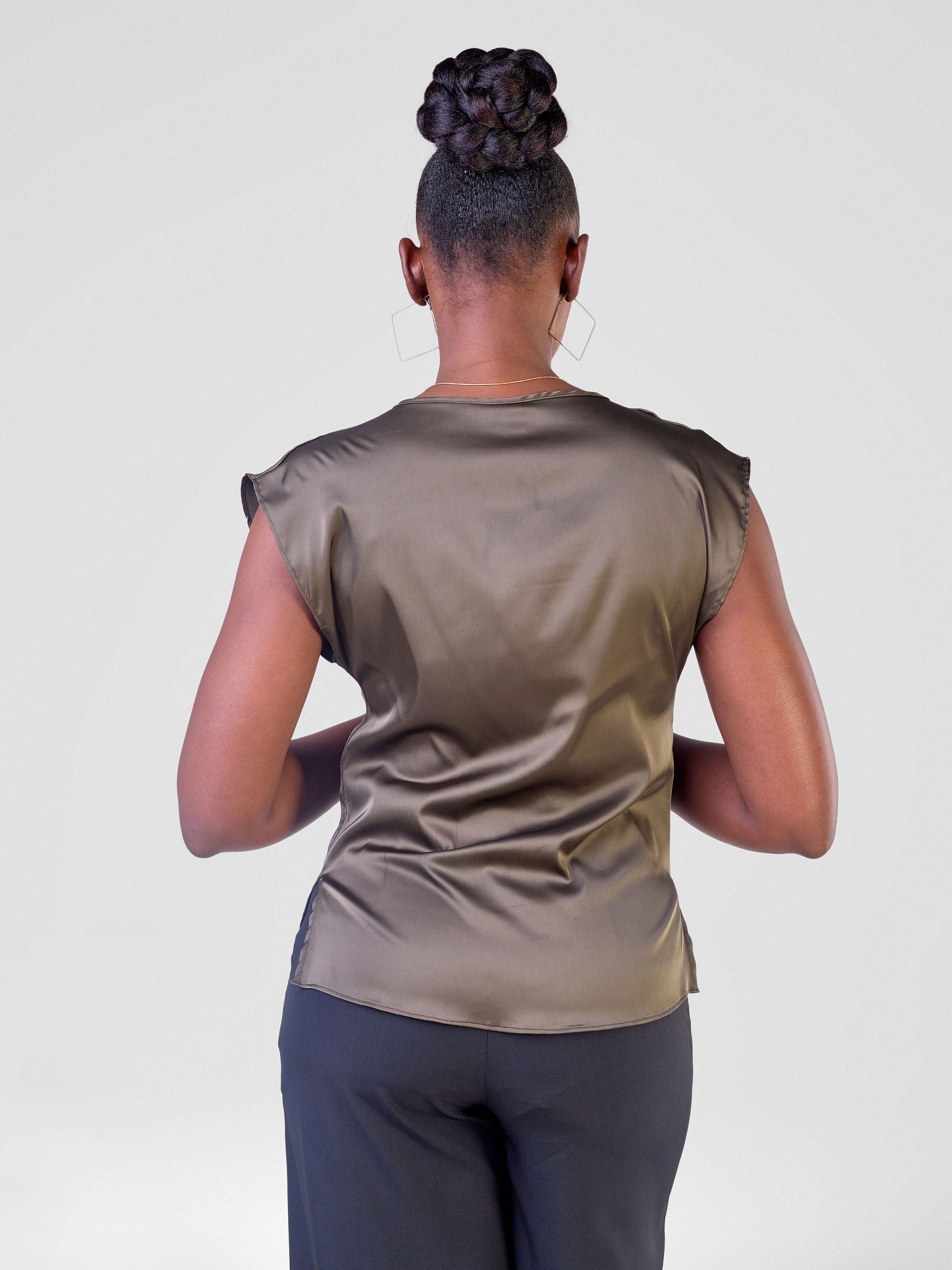 Vivo Fahari Drop Shoulder Cowl Top - Olive A