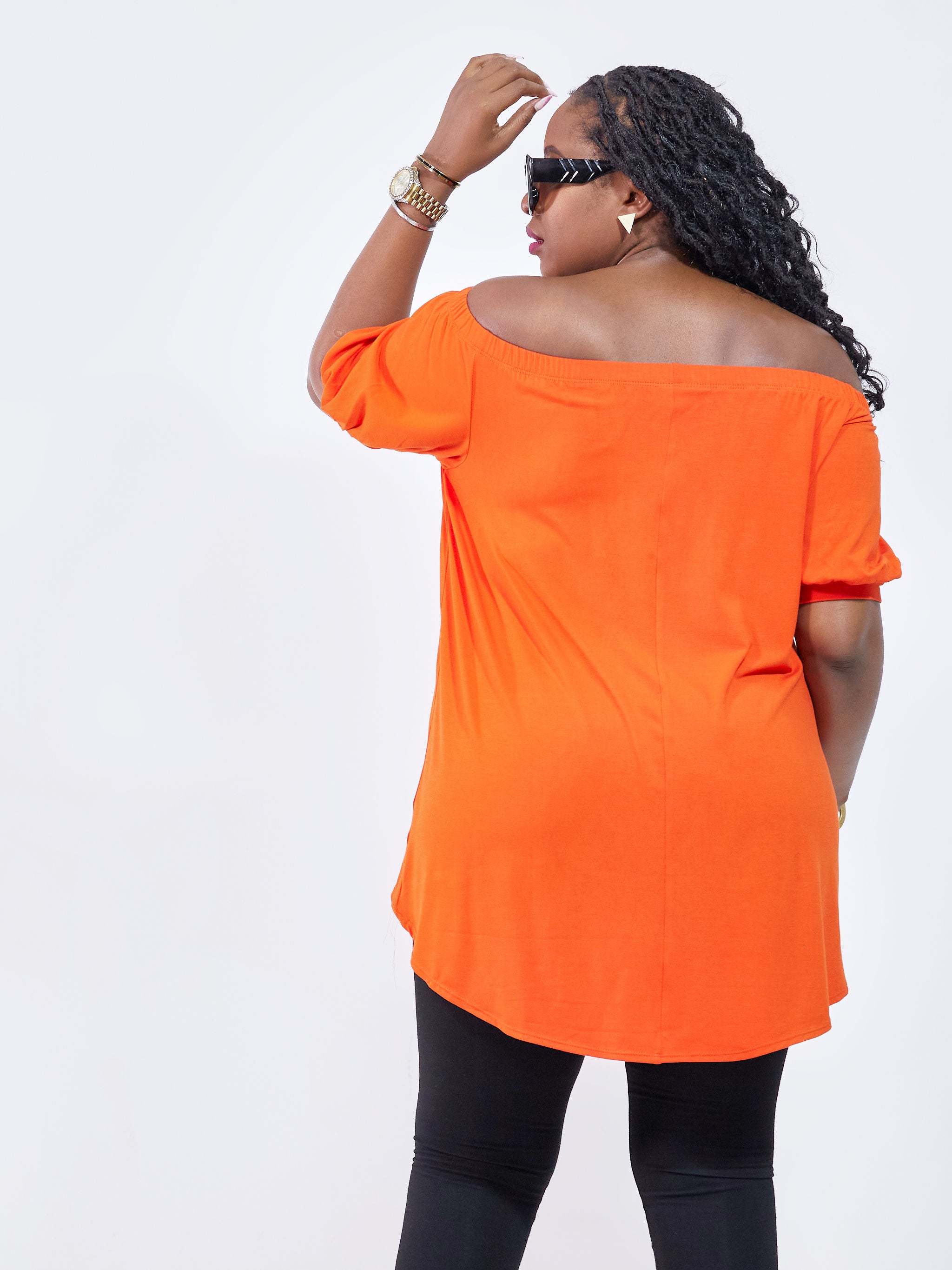 Vivo Arusha Off Shoulder Hi-Low Top - Orange