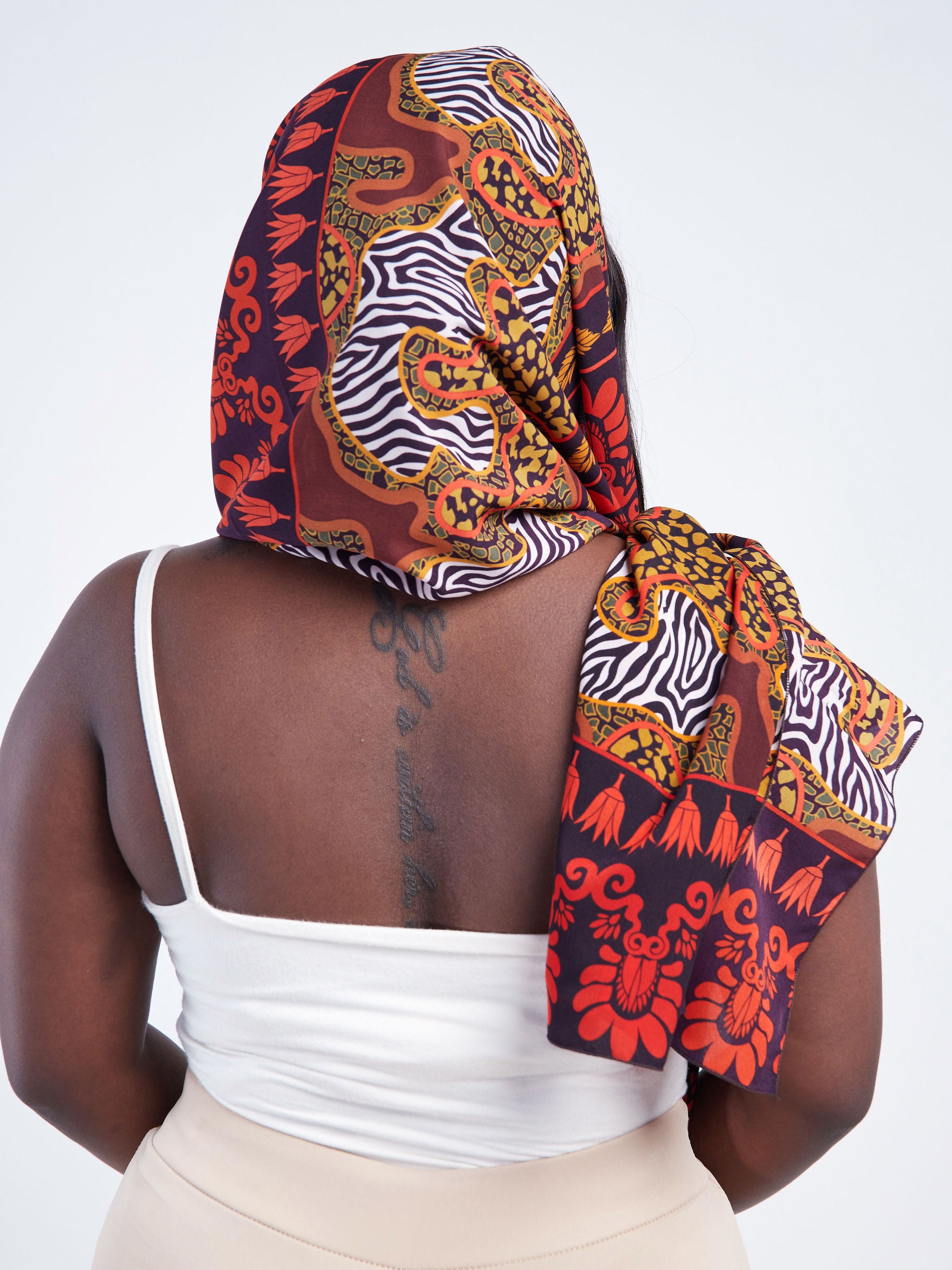 Vivo Basic Chiffon Scarf - Brown / Orange Floral Print