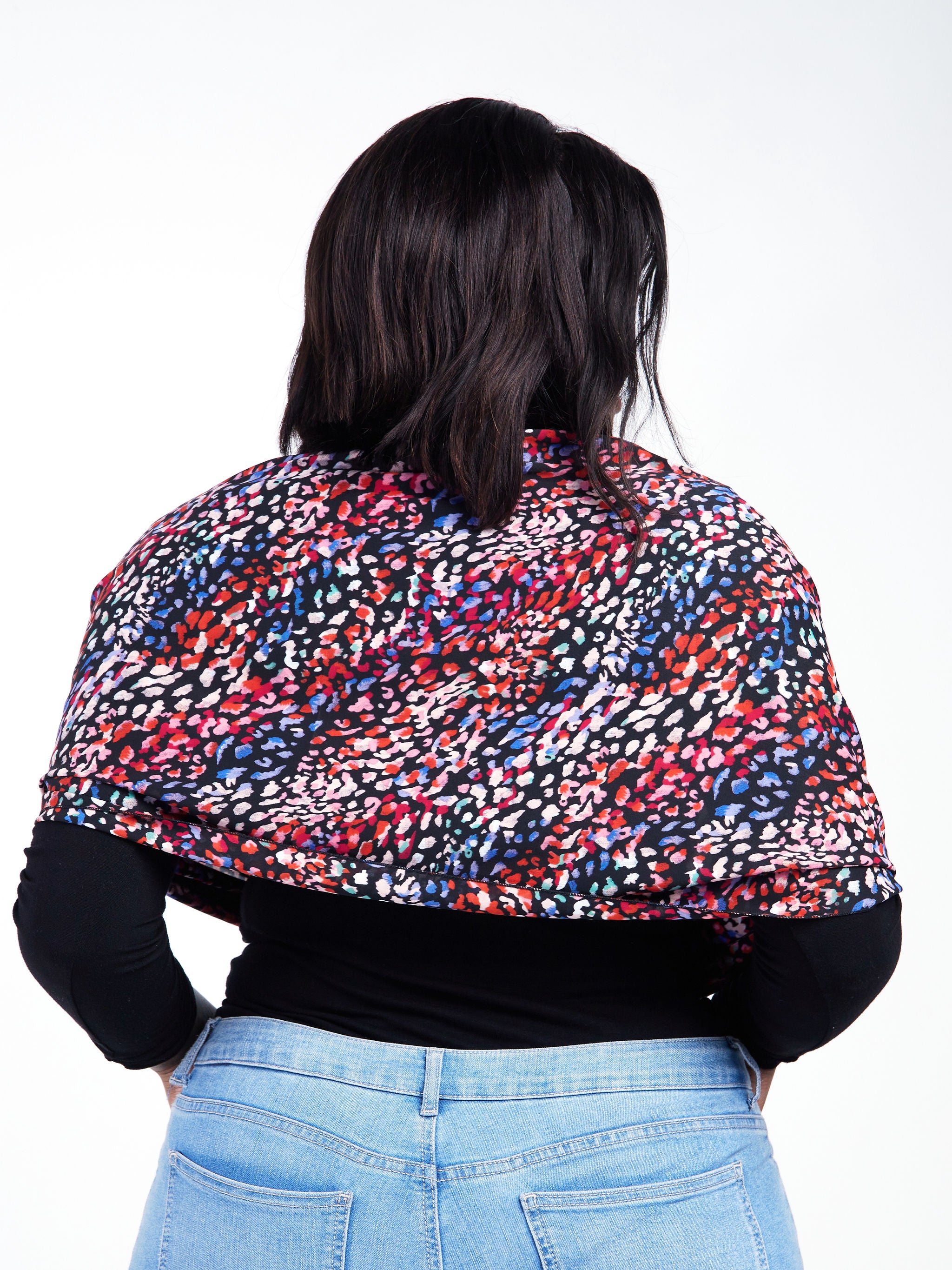 Vivo Basic Chiffon Scarf - Pink / Blue Multicolor Abstract Print