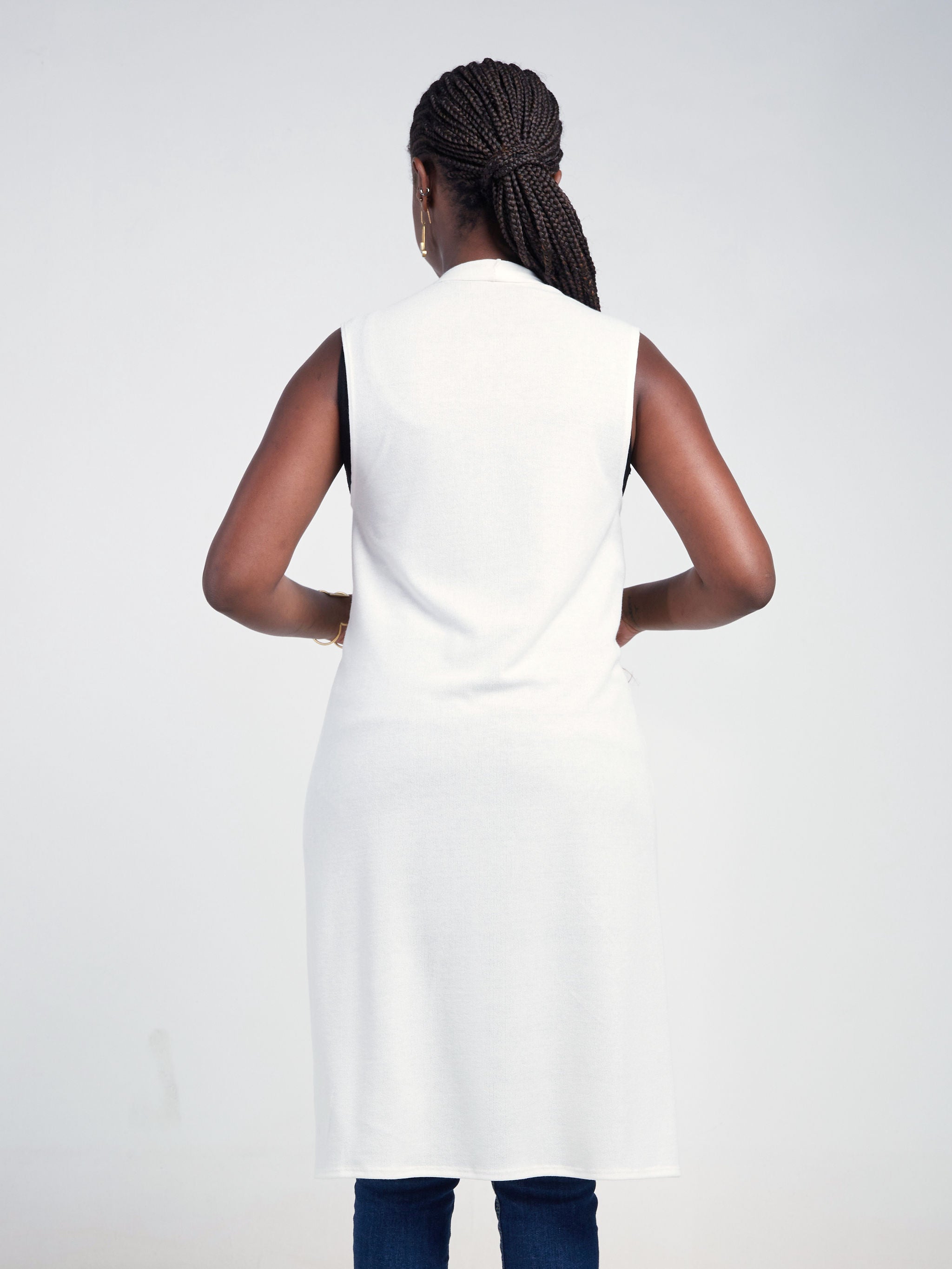 Vivo Basic Sleeveless Sweater Waterfall - White