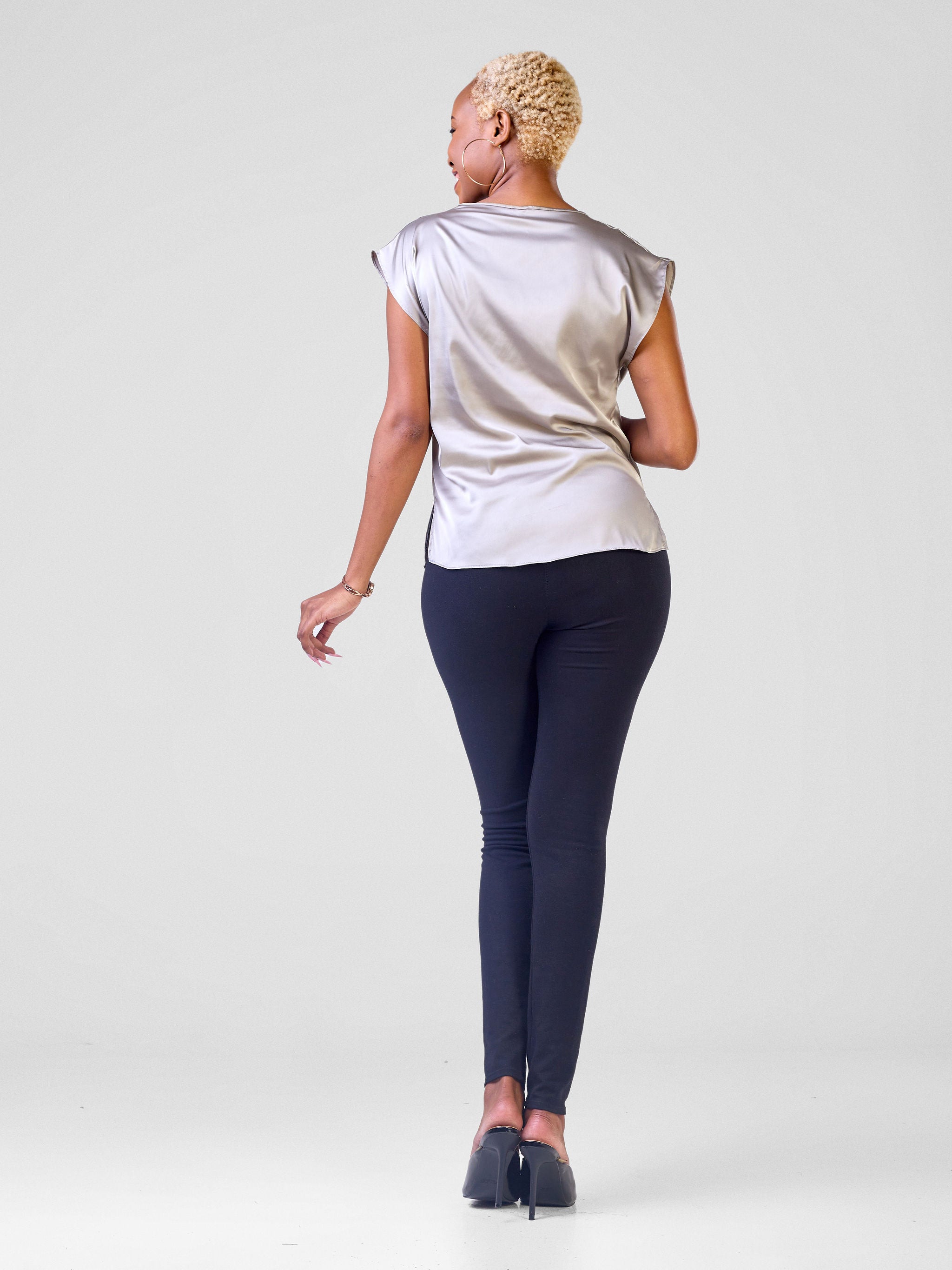 Vivo Fahari Drop Shoulder Cowl Top - Dusty Grey