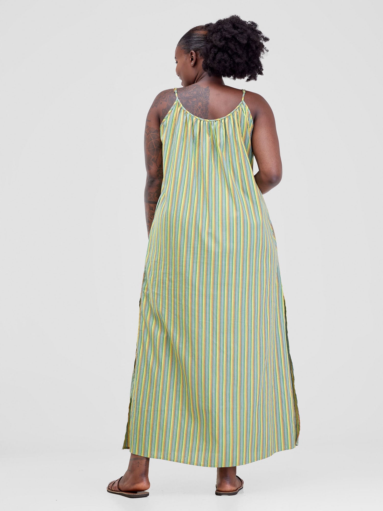 Safari Haya Strappy Tie Back Maxi Dress - Dark Green Kiki Print