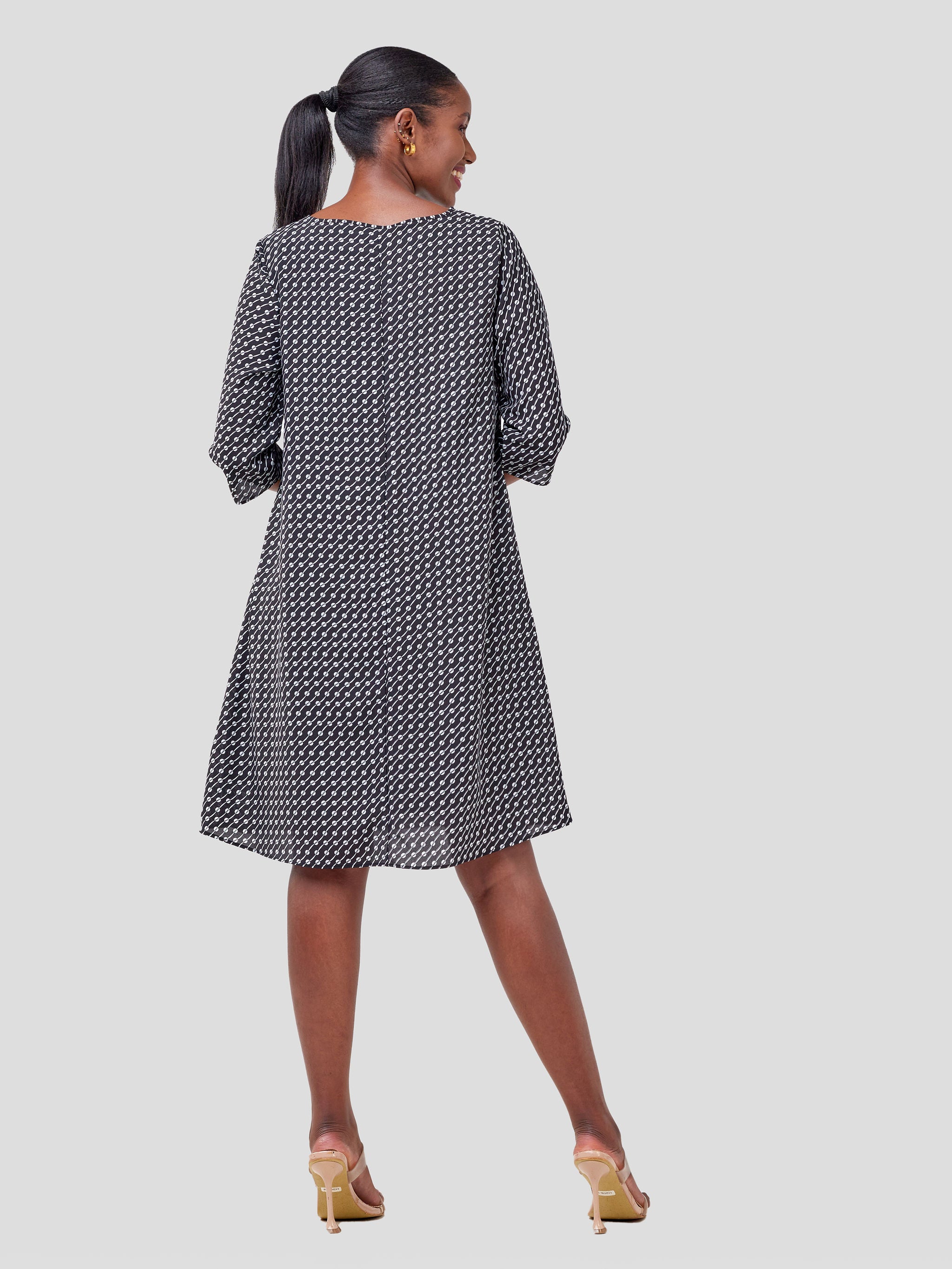 Vivo Ayo Tent Dress - Polka Black Print