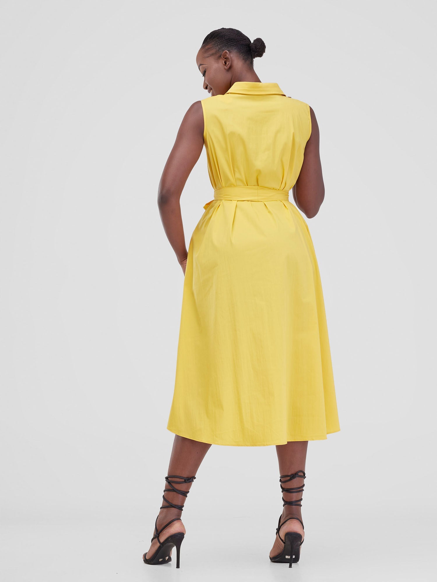 Safari Zene High Low Shirt Dress - Mustard