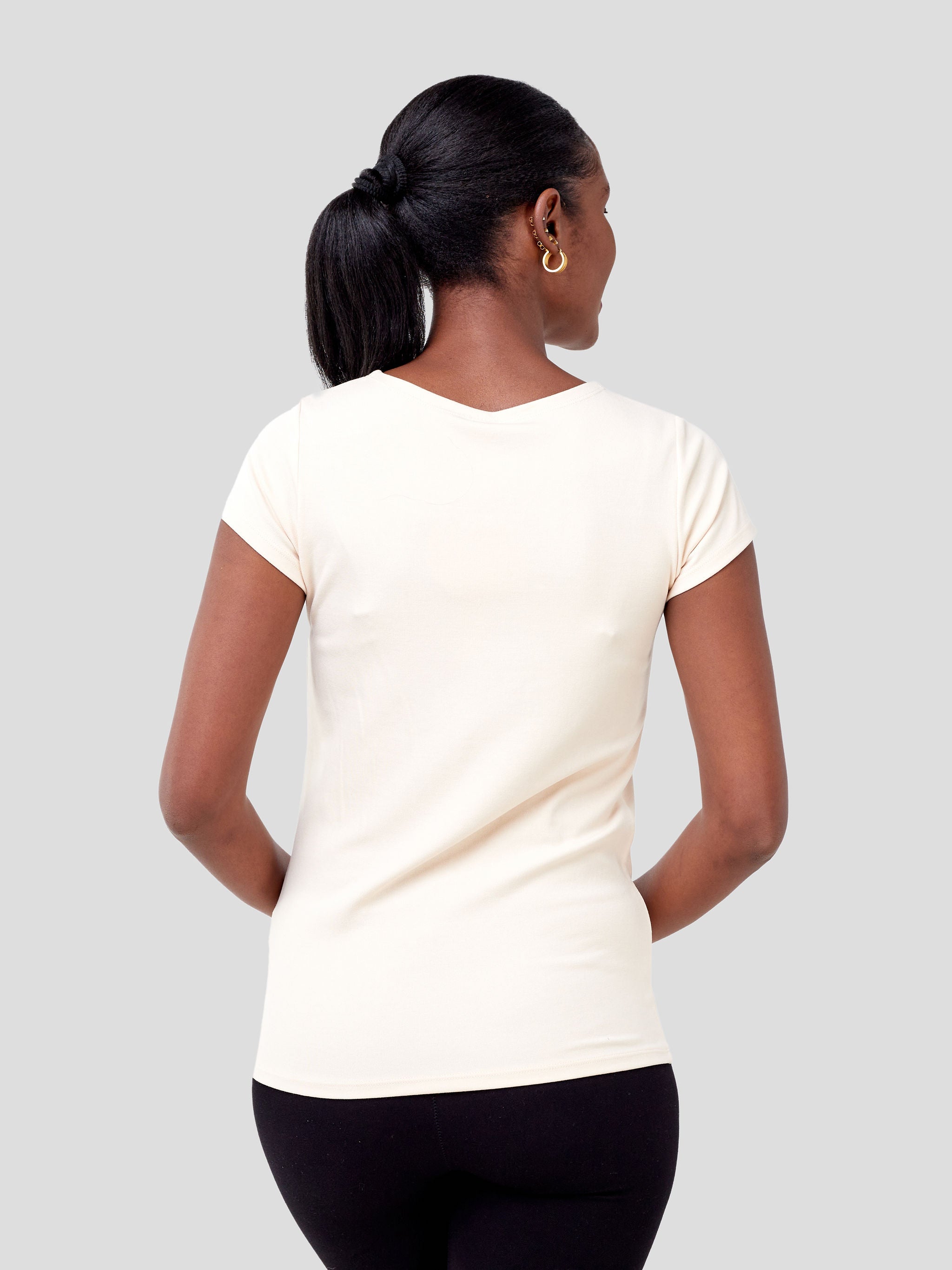 Vivo Basic Val Cap Sleeve Top - Buttermilk