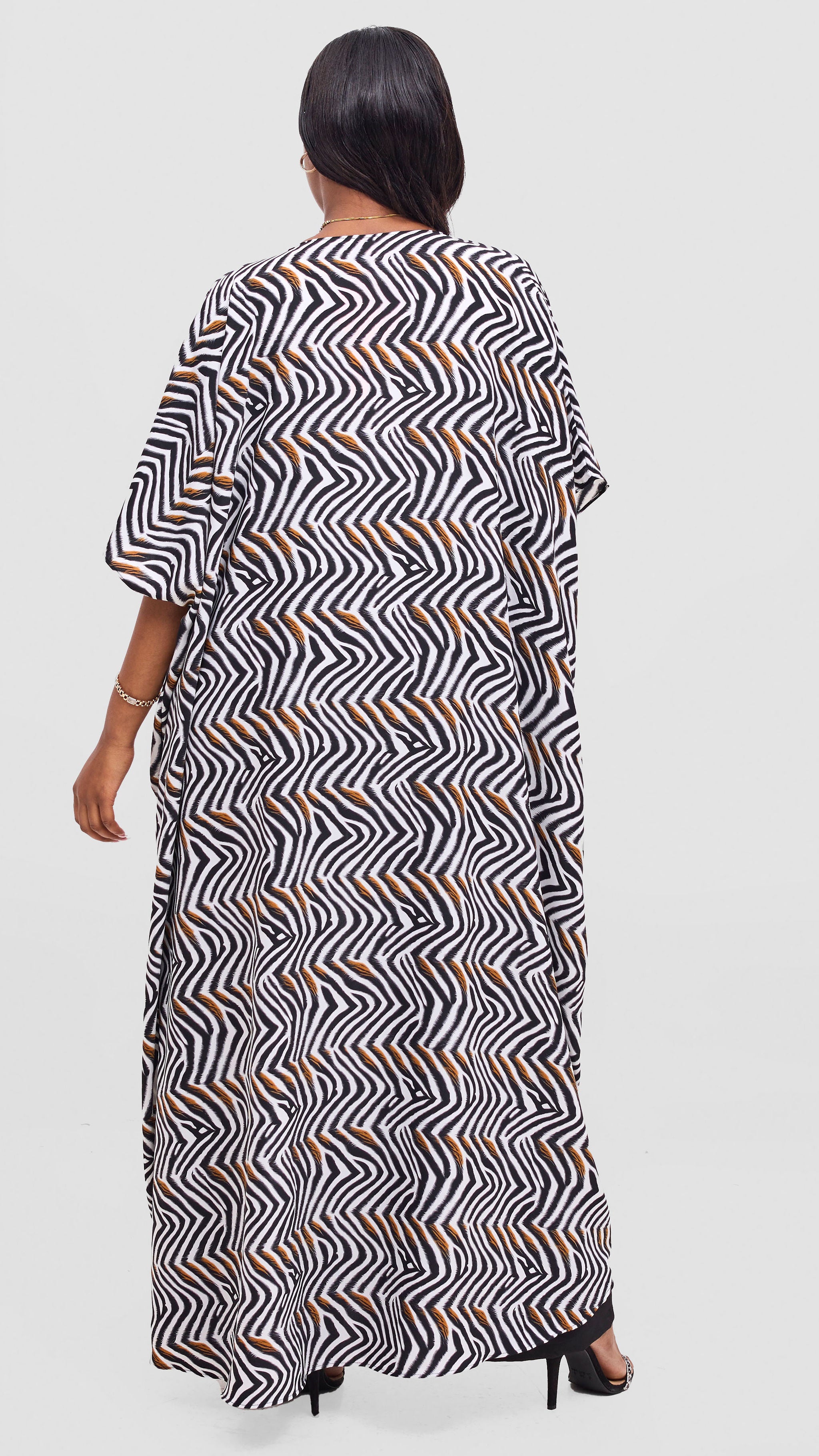 Vivo Samira Wide Kimono -  Black / Off White Print