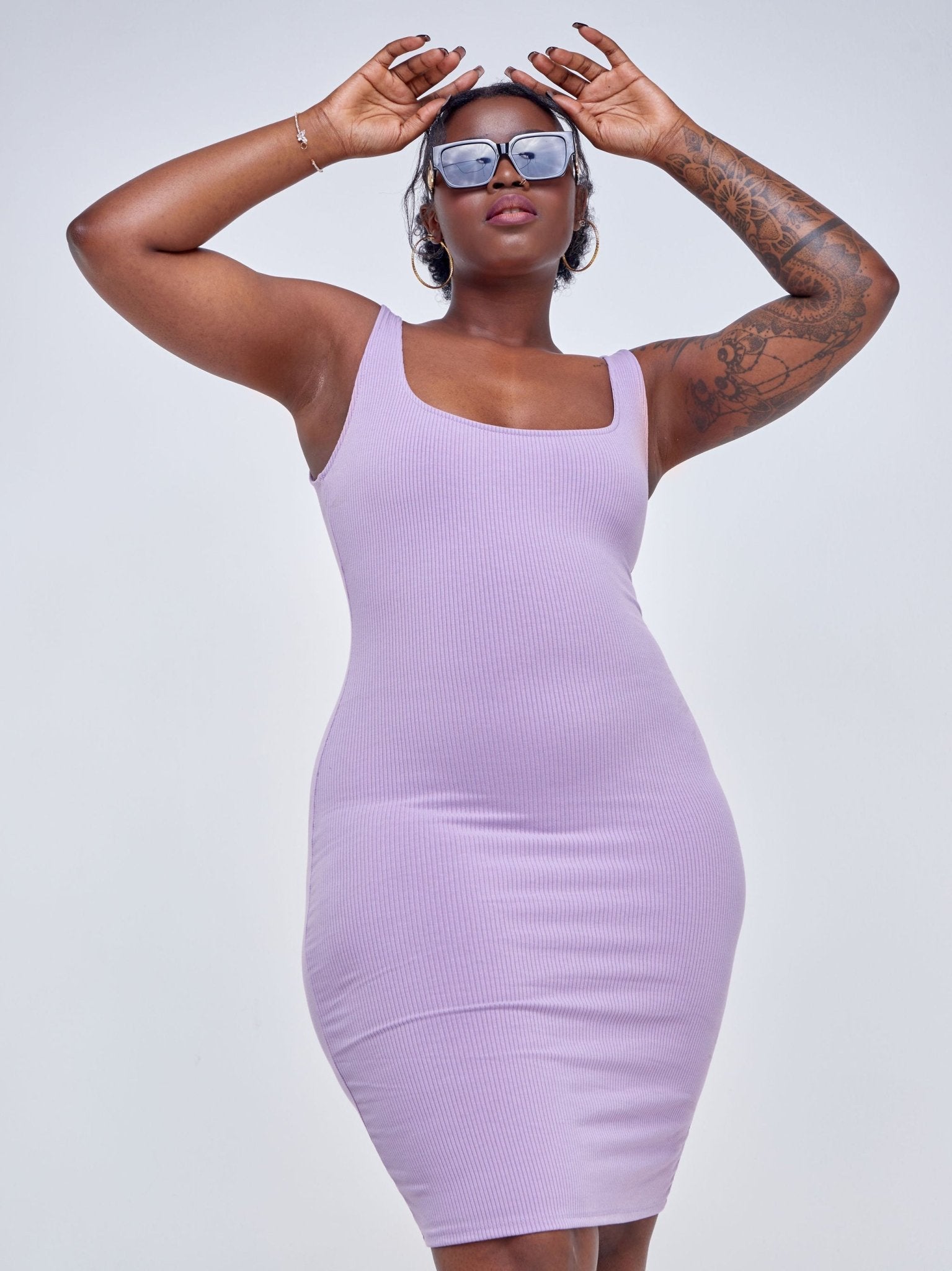 Popular 21 Pattern Spaghetti Strap Mini Dress - Lavender Herb - Shopzetu