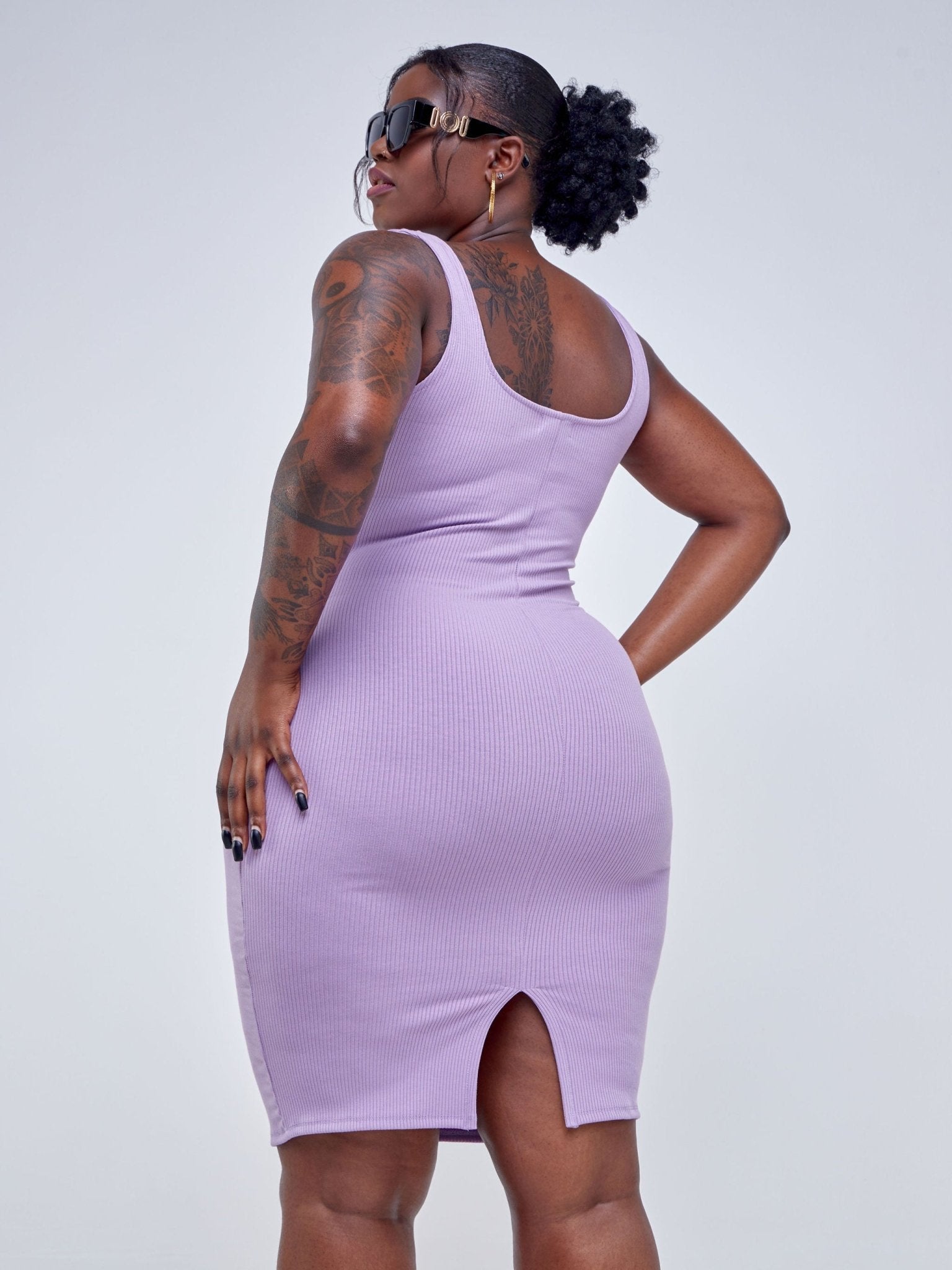 Popular 21 Pattern Spaghetti Strap Mini Dress - Lavender Herb - Shopzetu