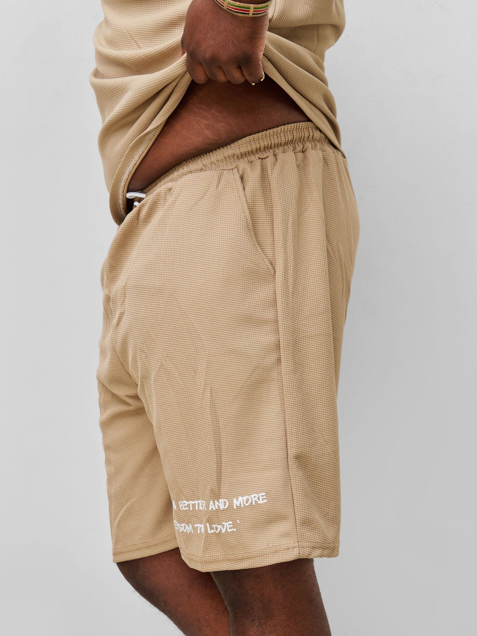Zetu Men's 'Make Yourself...' Shorts - Beige - Shopzetu