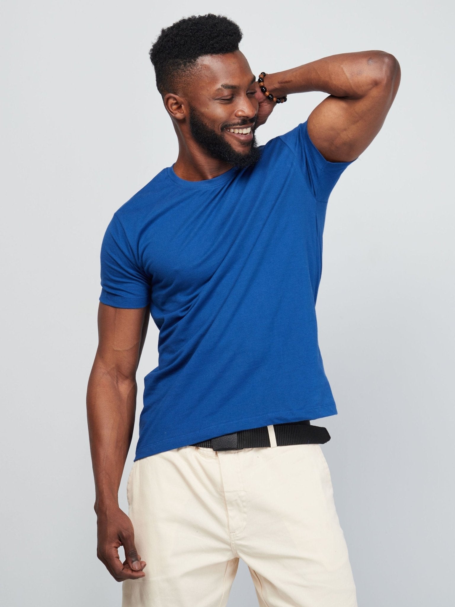 King's Collection Unisex Round Neck T-shirt - Sea Blue - Shopzetu