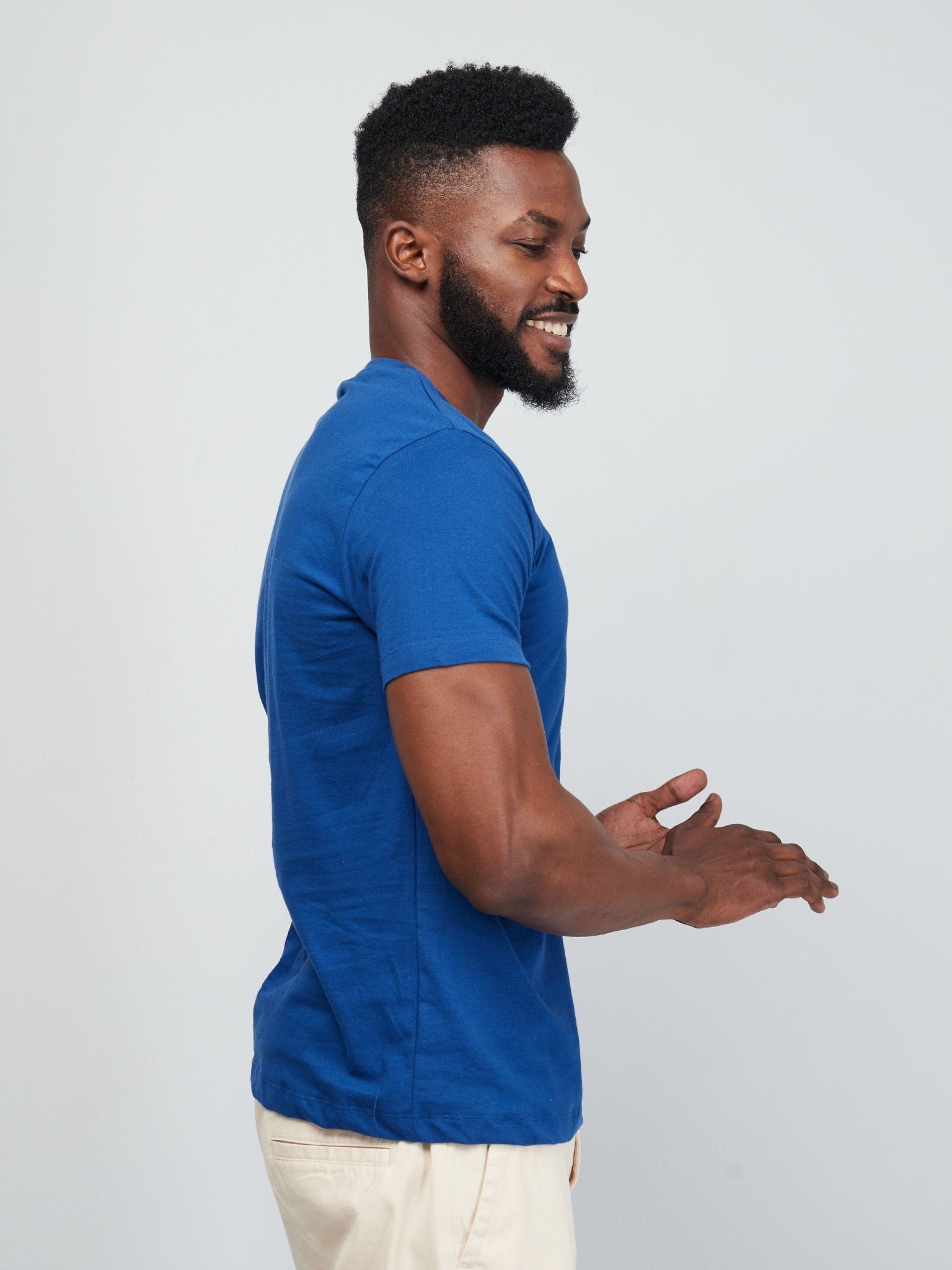 King's Collection Unisex Round Neck T-shirt - Sea Blue - Shopzetu
