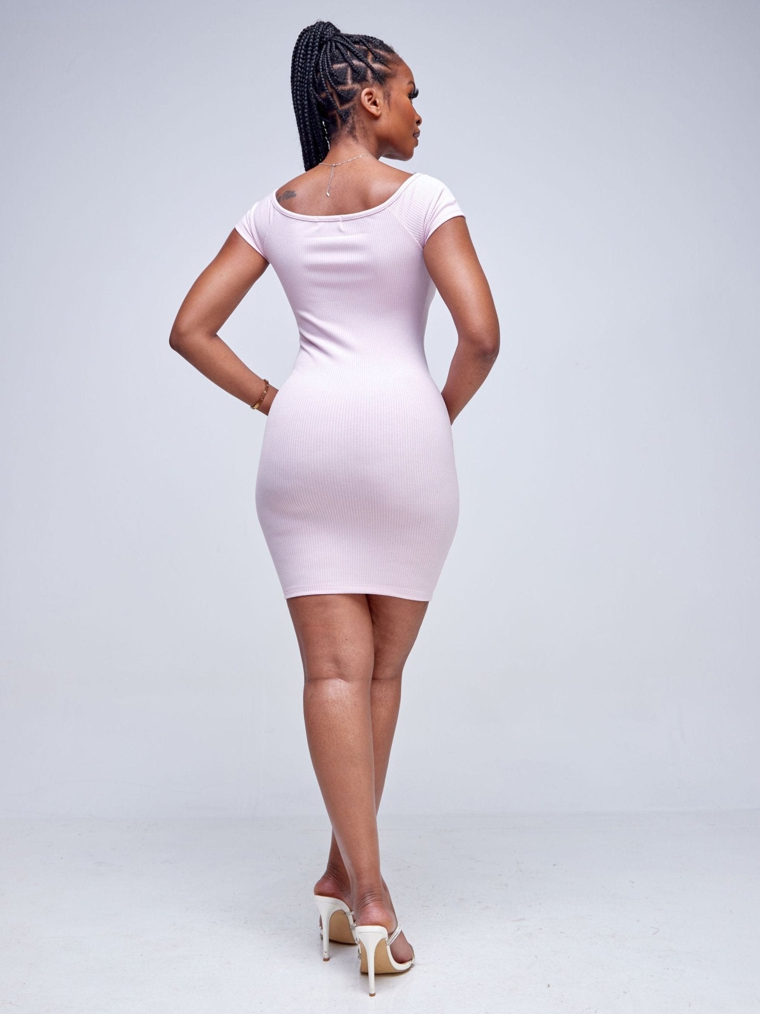 Popular 21 Buttoned V-Neck Dress - Winsome Orchid - Shopzetu