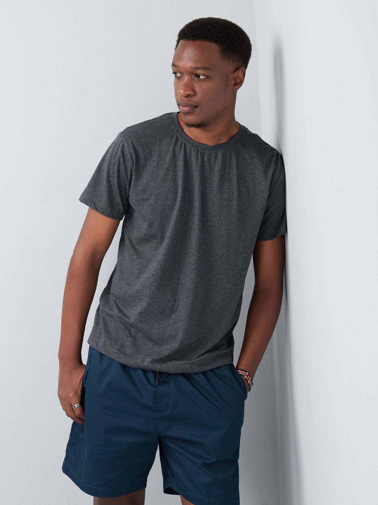 King's Collection Unisex Round Neck T-shirt - Dark Grey - Shopzetu