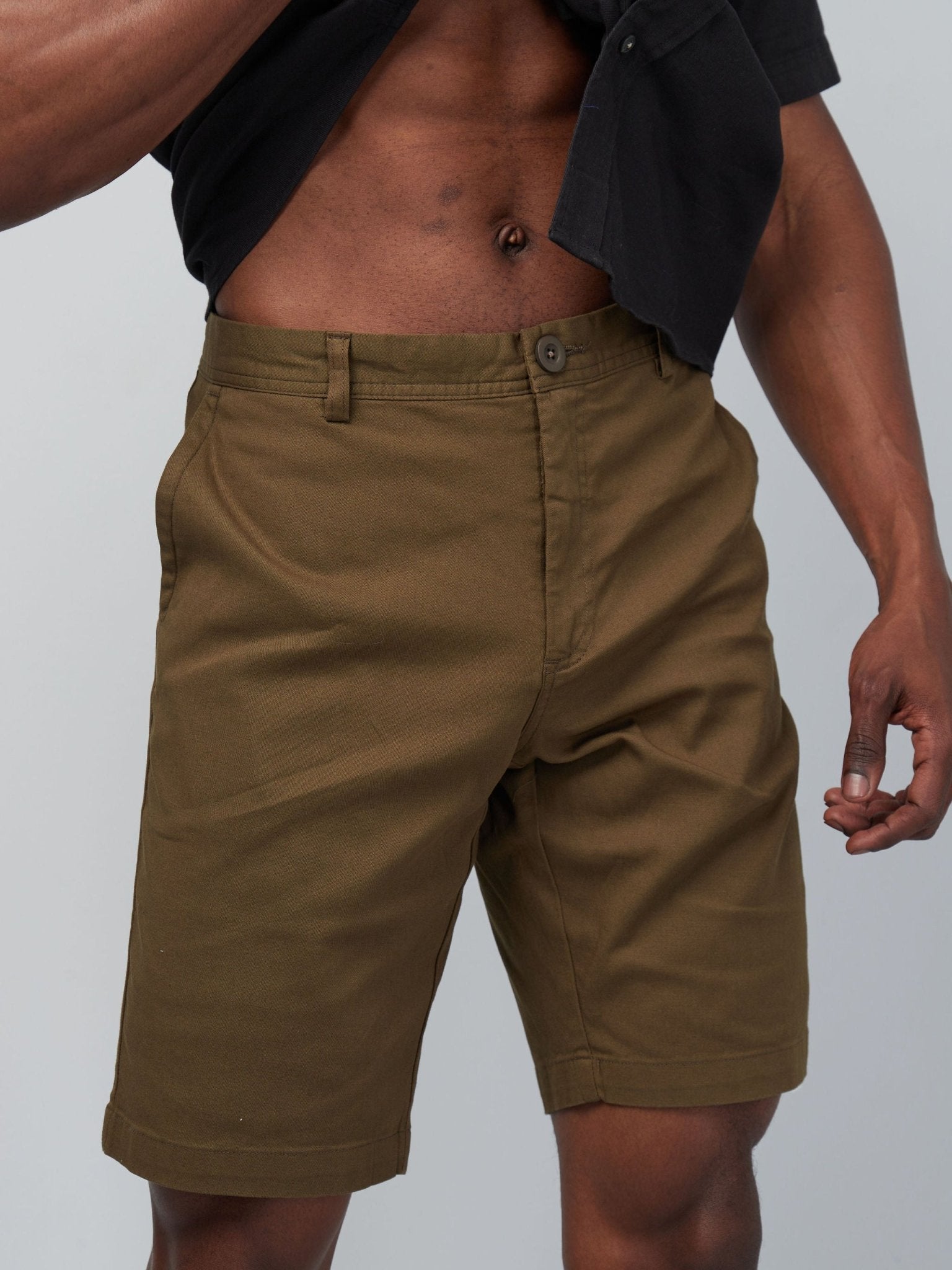 Zetu Men's Chino Shorts - Khaki Green - Shopzetu