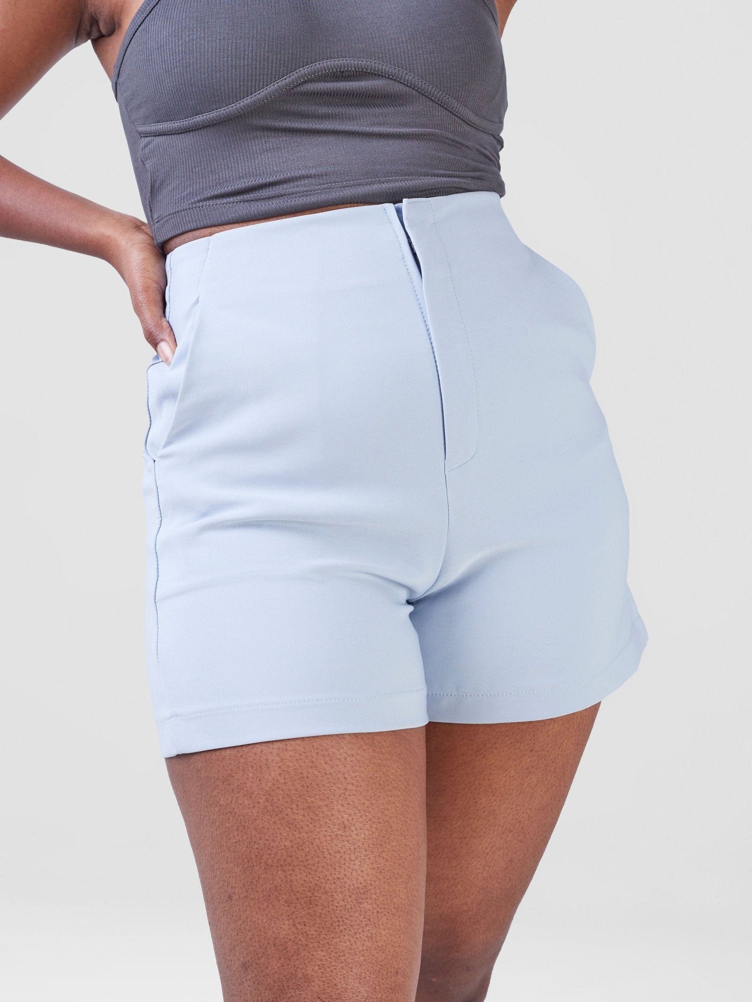 Anika Shorts with Clip - Light Blue - Shopzetu