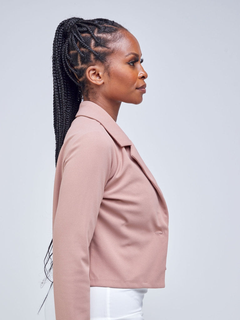 Popular 21 Class Crop Jacket Blazer - Nude - Shopzetu
