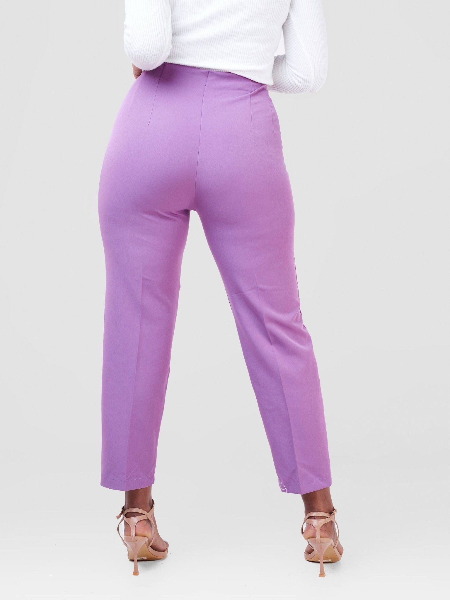 Anika Mindy Crepe Pants With Angular Pockets - Purple - Shopzetu