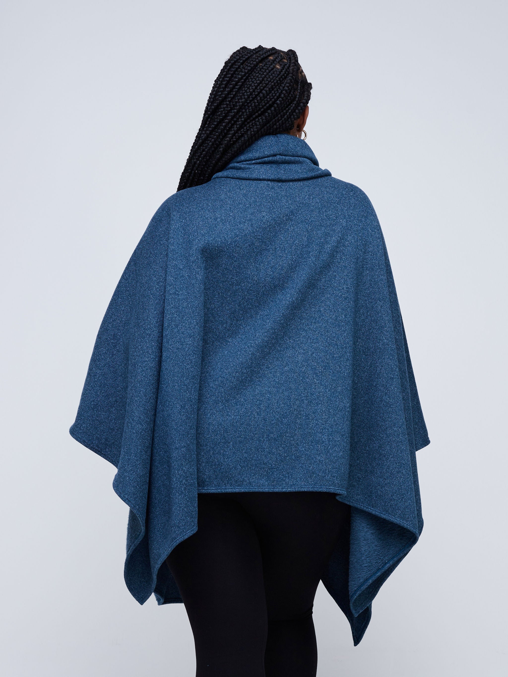 Vivo Basic Turtleneck Poncho - Teal