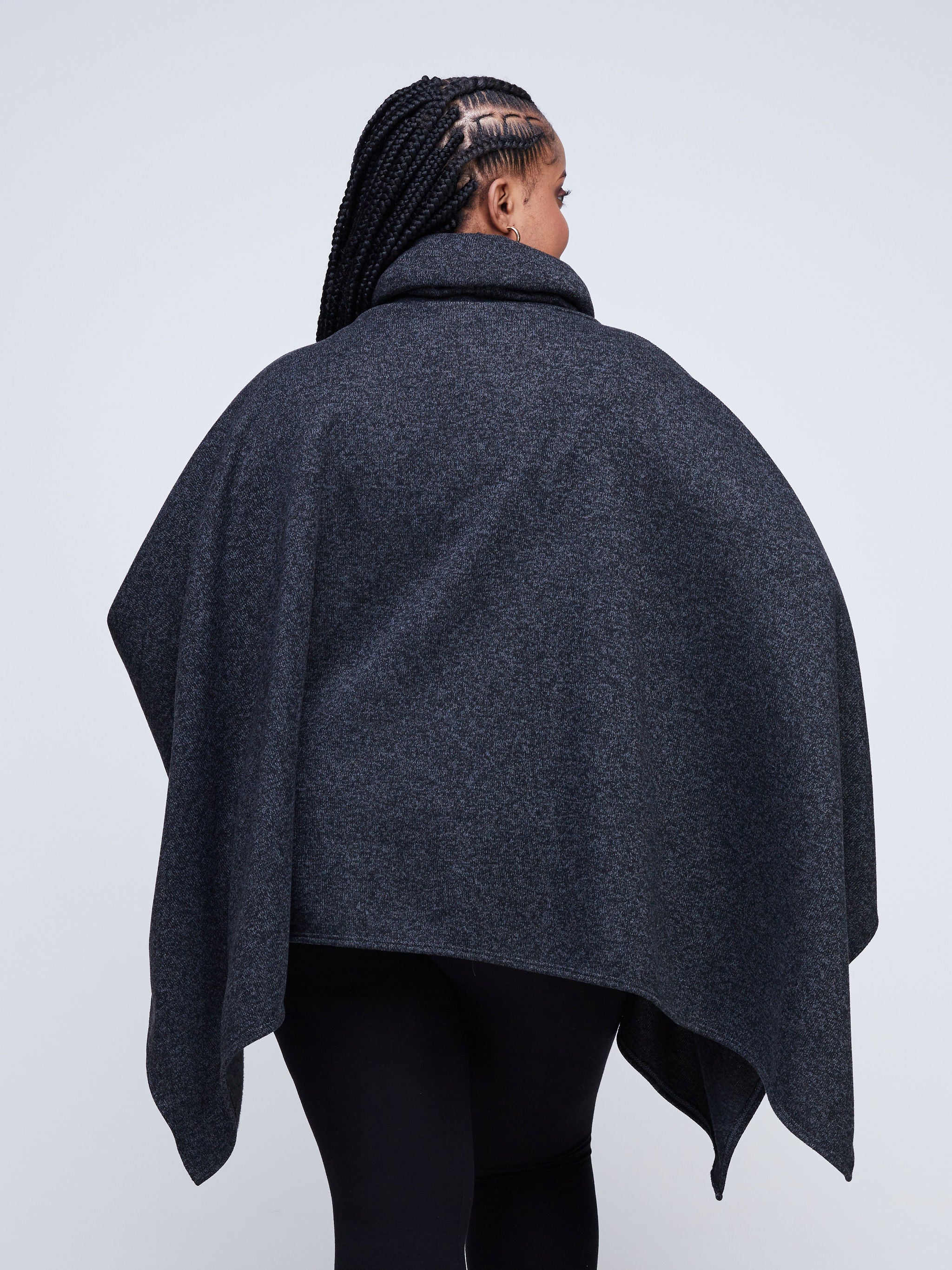 Vivo Basic Turtleneck Poncho - Dark Grey